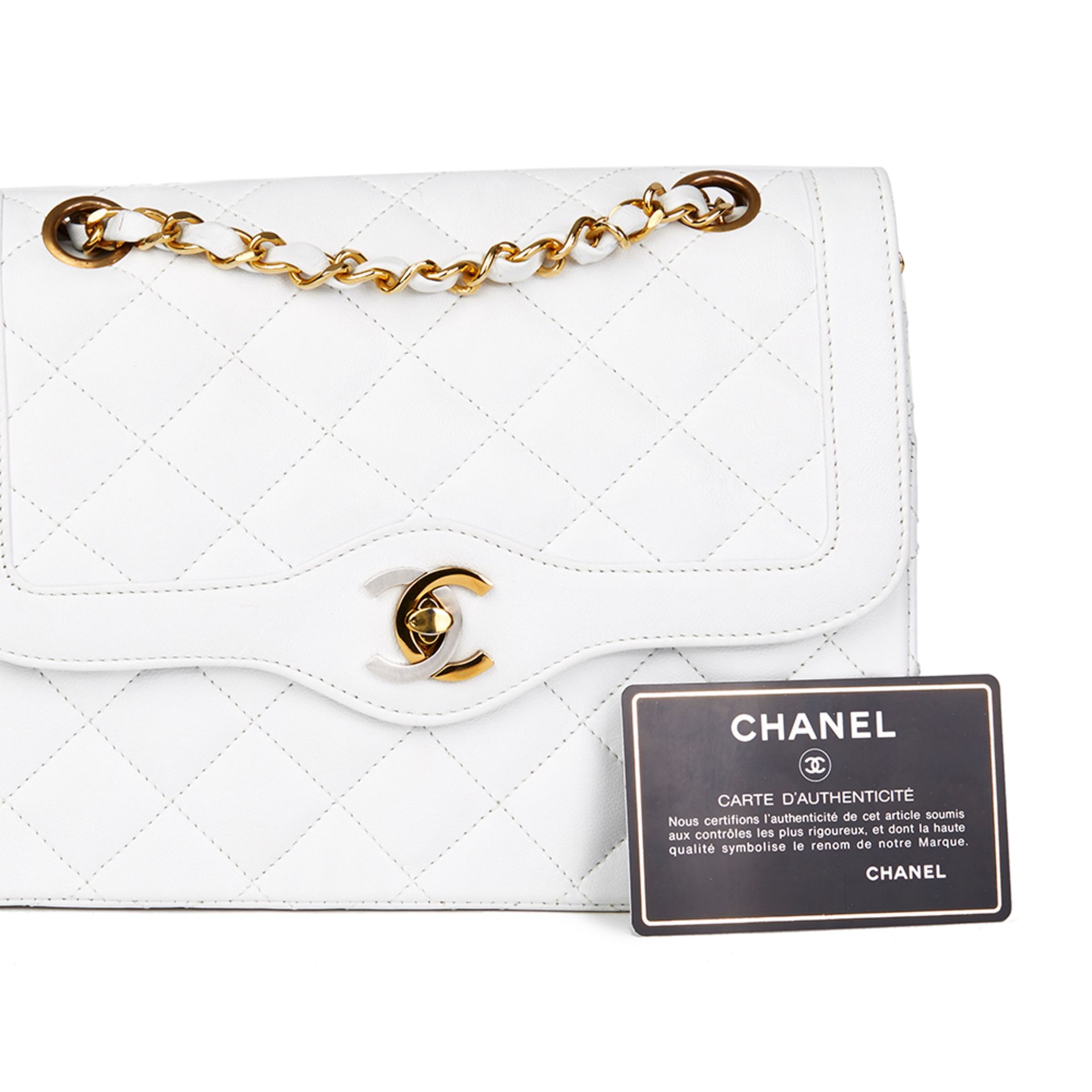 White Quilted Lambskin Vintage Small Paris Limited Double Flap Bag - Image 10 of 11