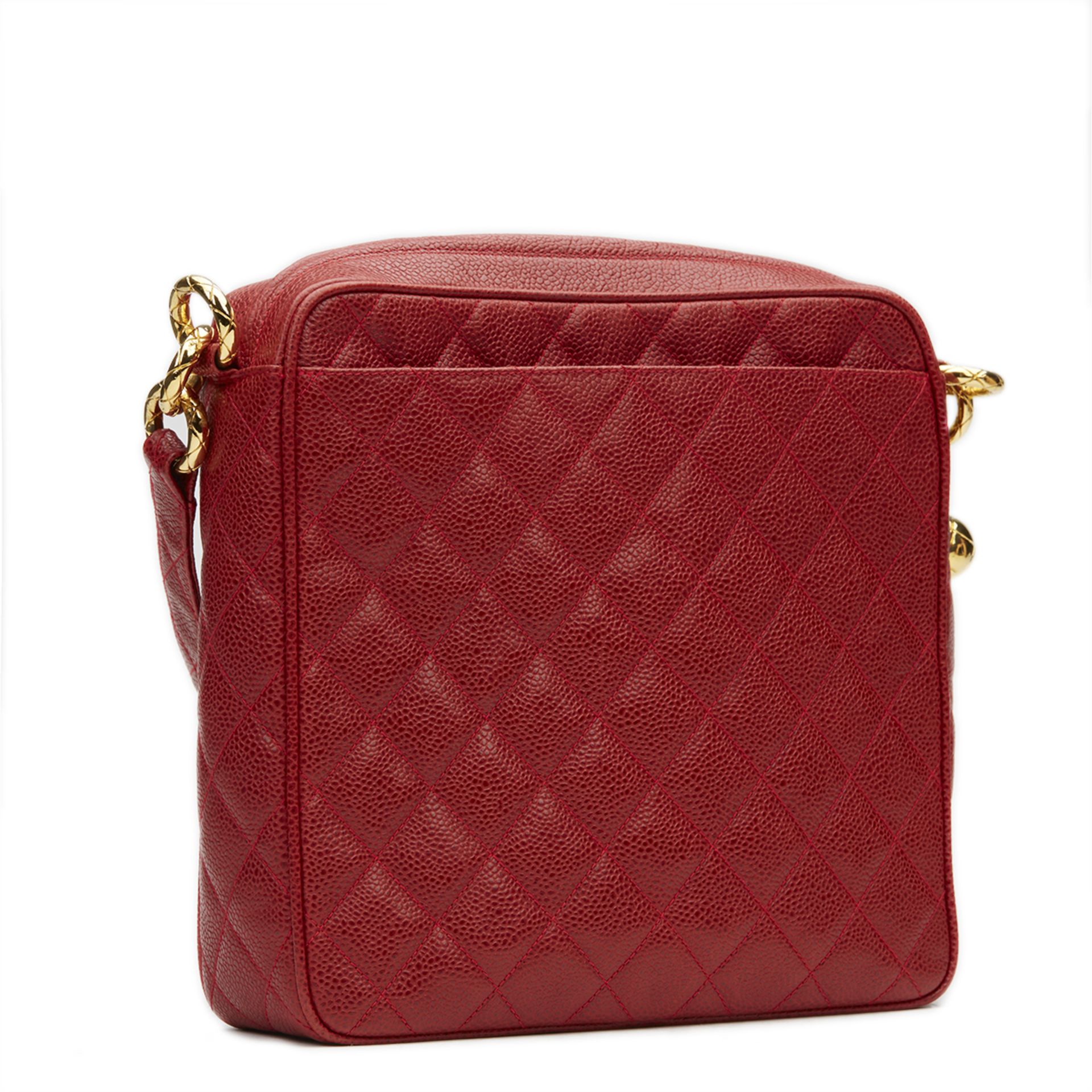 Red Quilted Caviar Leather Vintage Tall Classic Camera Bag - Bild 4 aus 10