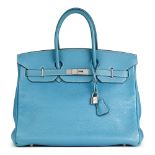 Blue Jean Fjord Leather Birkin 35cm