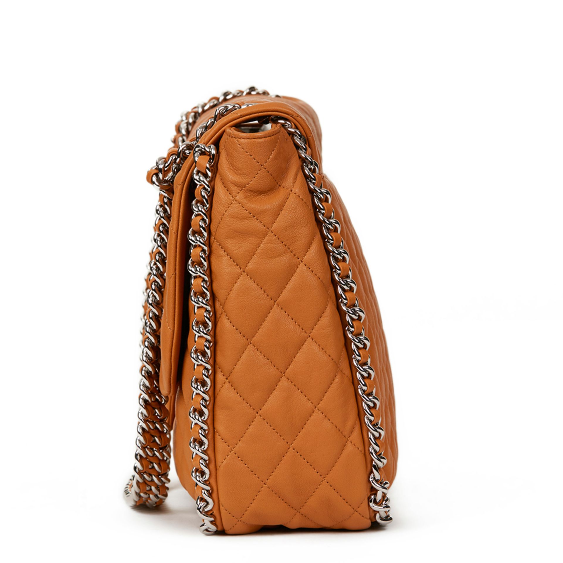 Honey Beige Quilted Calfskin Chain Around Maxi Flap Bag - Image 3 of 10
