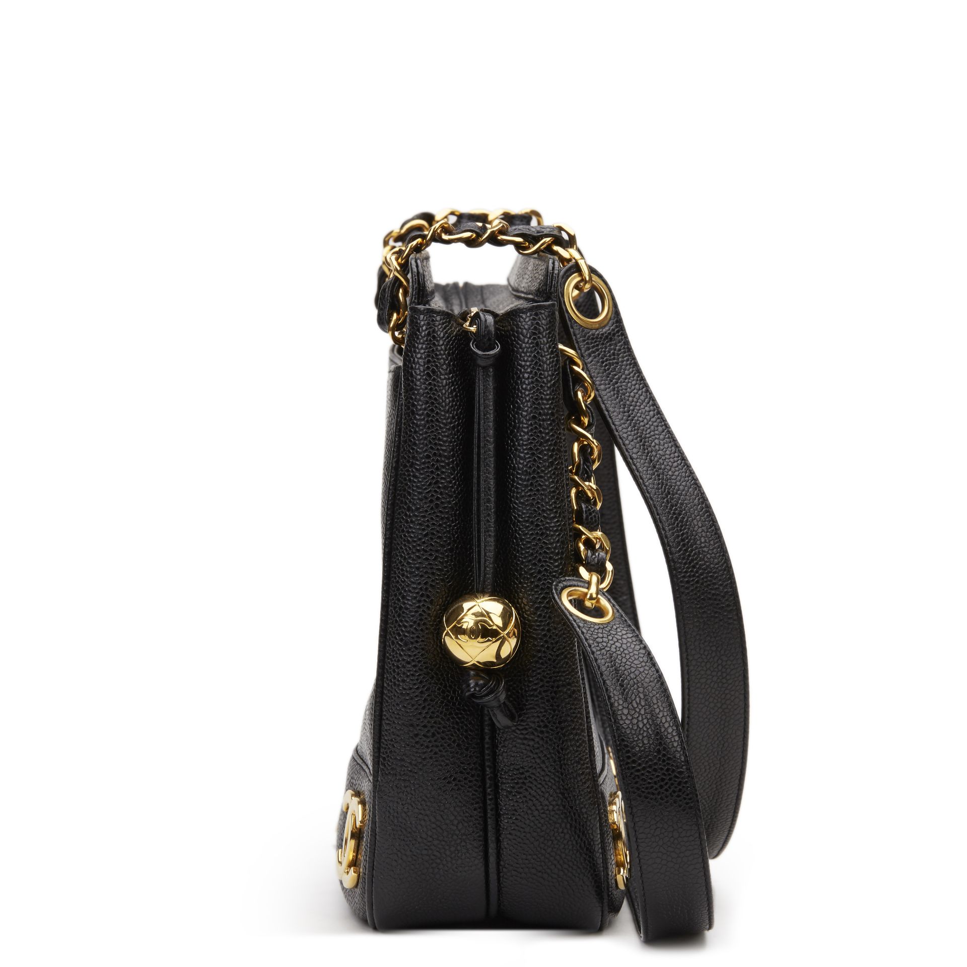 Black Caviar Leather Vintage Logo Trim Shoulder Bag - Image 5 of 6