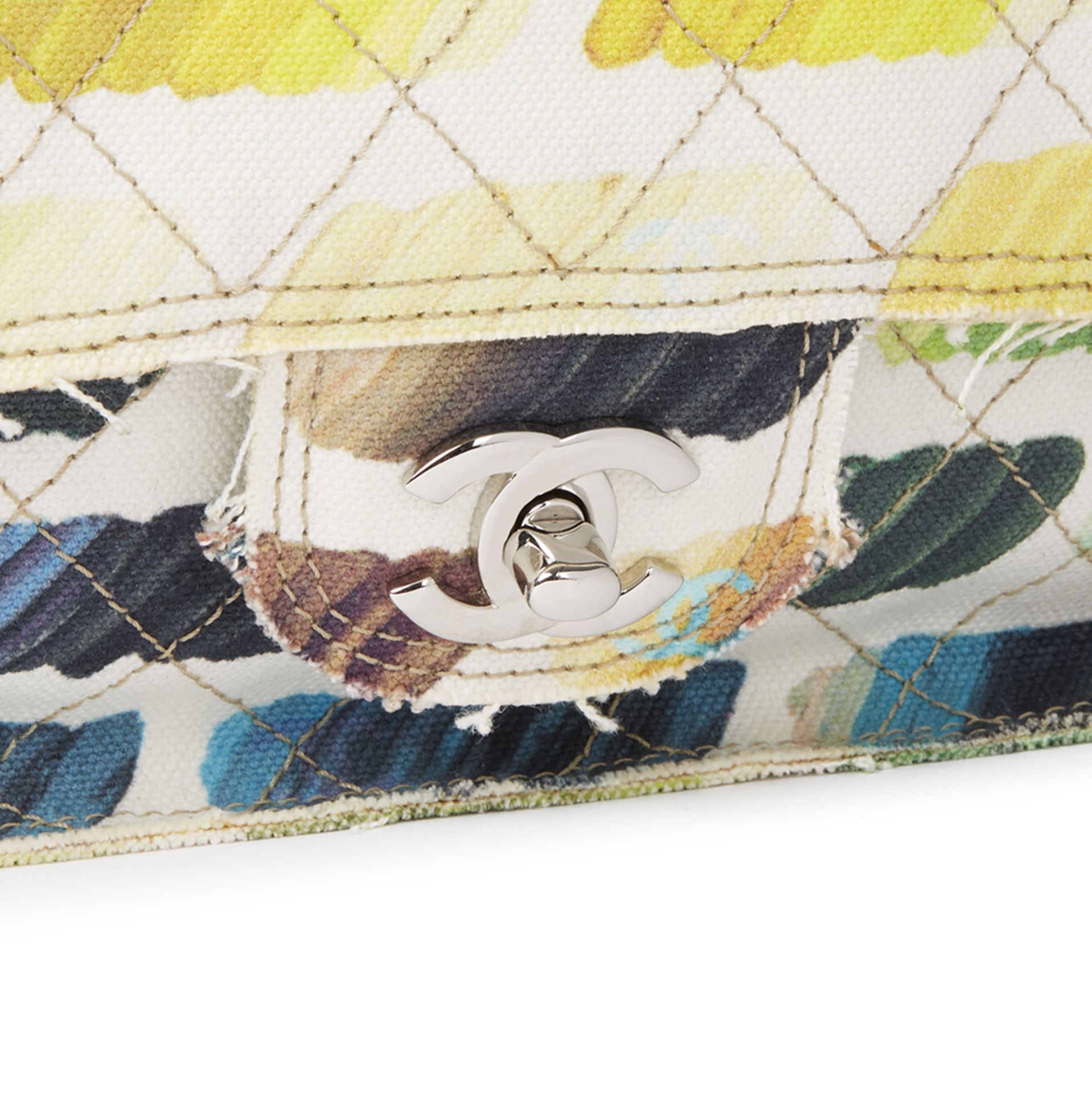 Multicolor Quilted Canvas Watercolour Colorama Flap Bag - Image 6 of 10