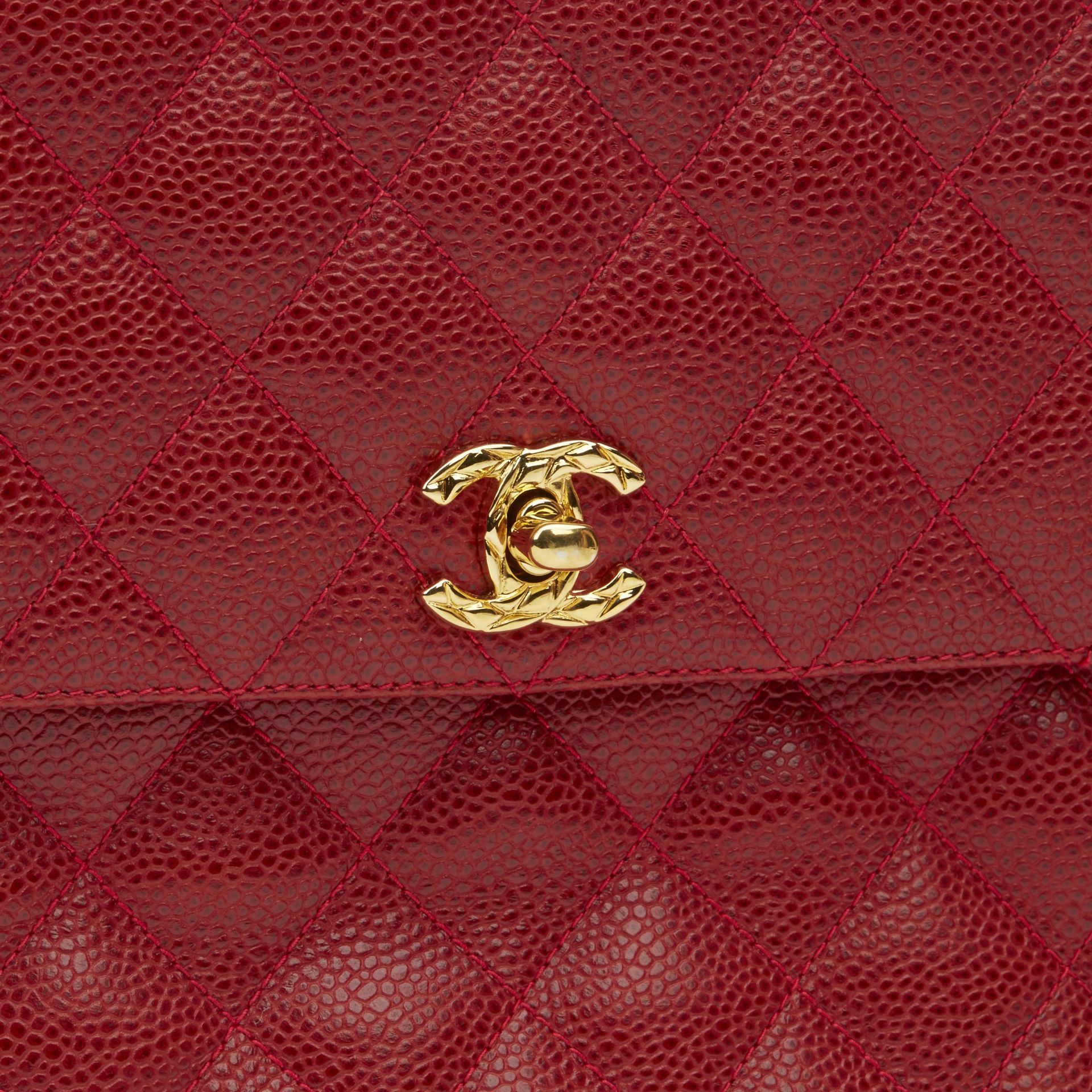Red Quilted Caviar Leather Vintage Tall Classic Camera Bag - Image 6 of 10