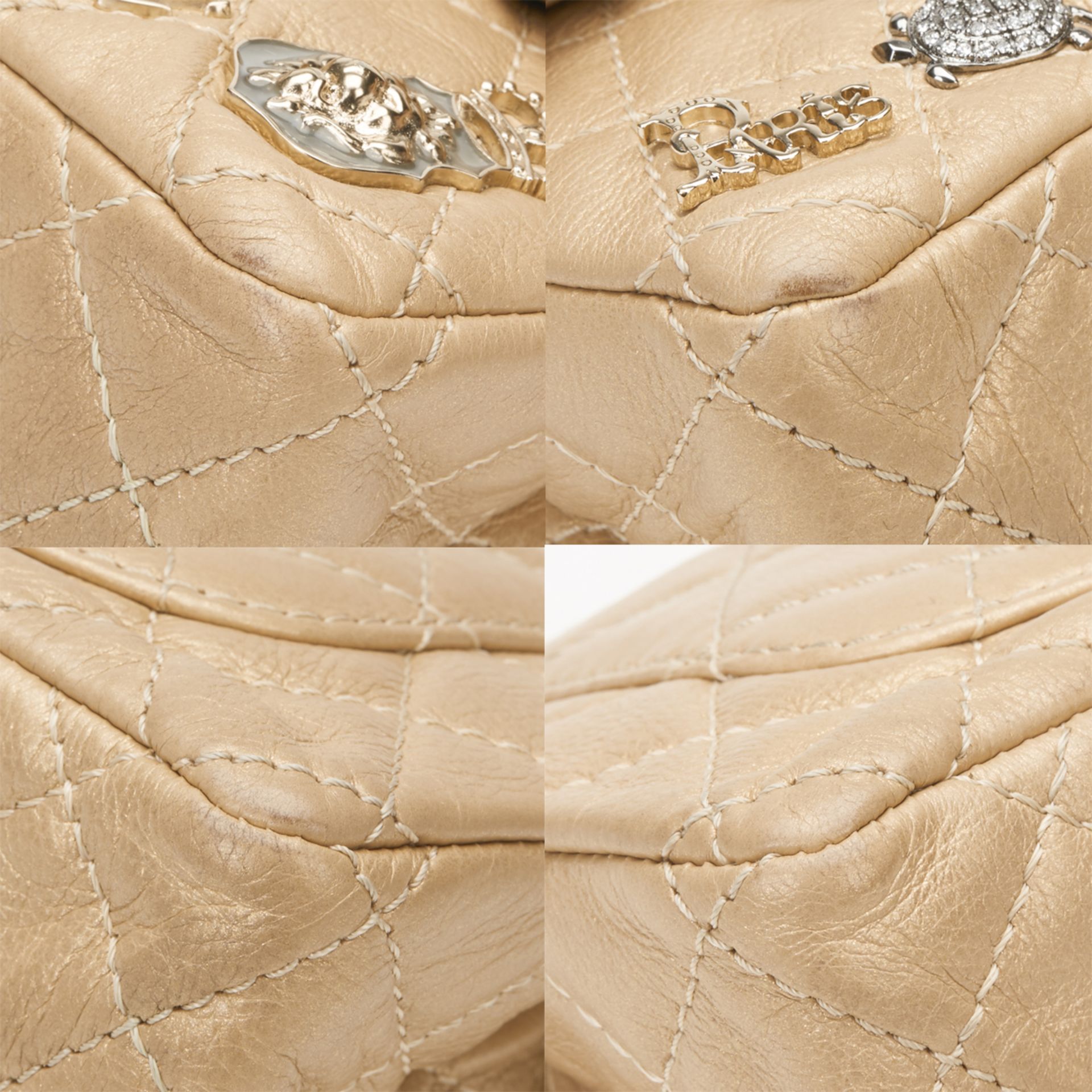 Gold Aged Metallic Calfskin Leather Lucky Charms 2.55 Reissue 224 Double Flap Bag - Image 11 of 13