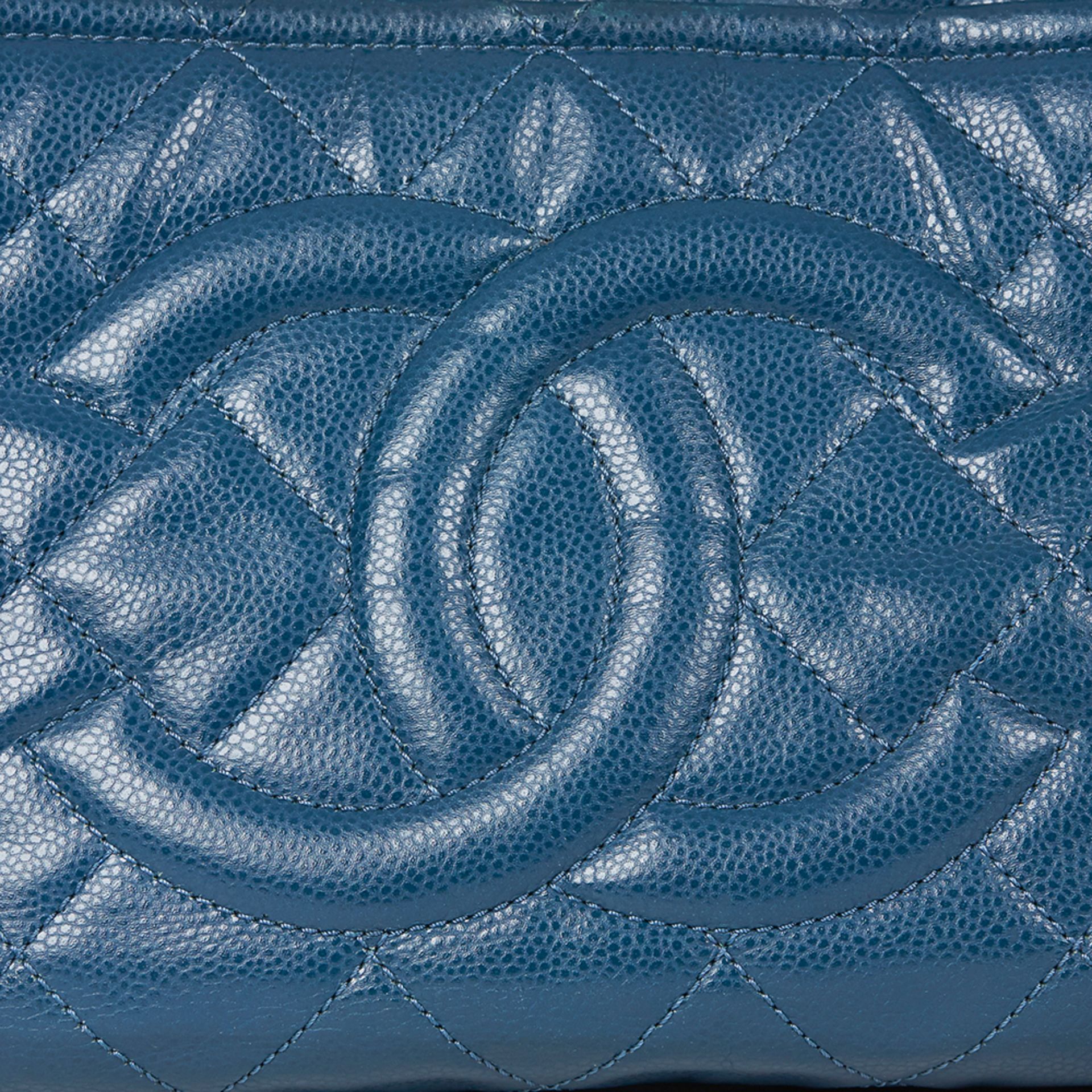 Turquoise Quilted Caviar Leather Timeless Shoulder Bag - Image 6 of 10