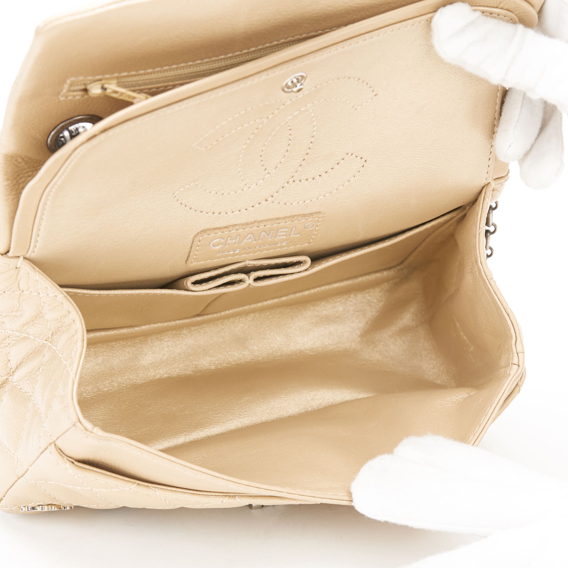 Gold Aged Metallic Calfskin Leather Lucky Charms 2.55 Reissue 224 Double Flap Bag - Image 10 of 13