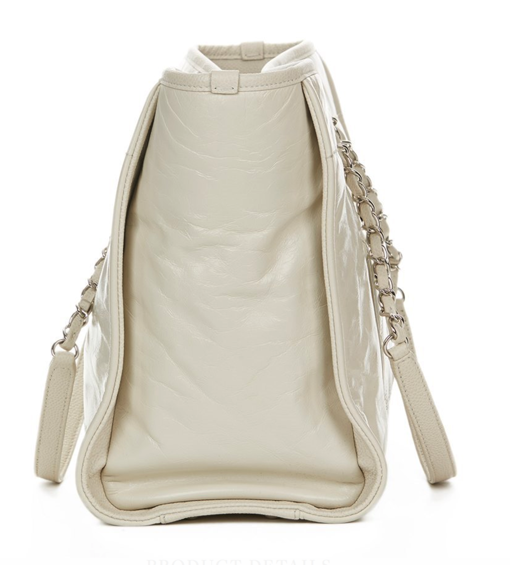 White Glazed Leather & Caviar Leather Small Deauville Tote - Image 5 of 9