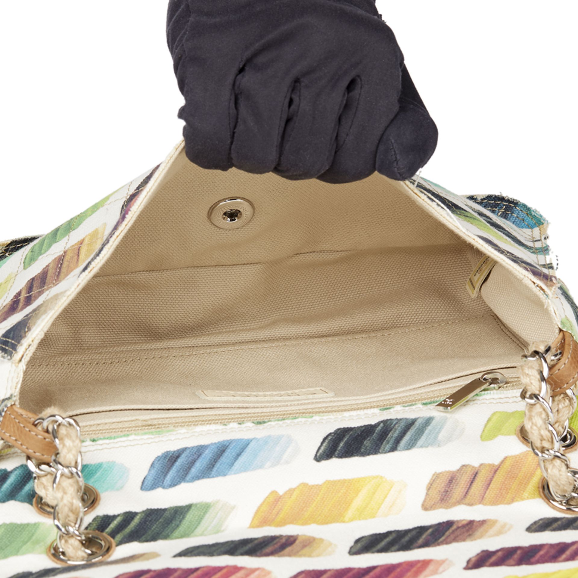 Multicolor Quilted Canvas Watercolour Colorama Flap Bag - Image 9 of 10