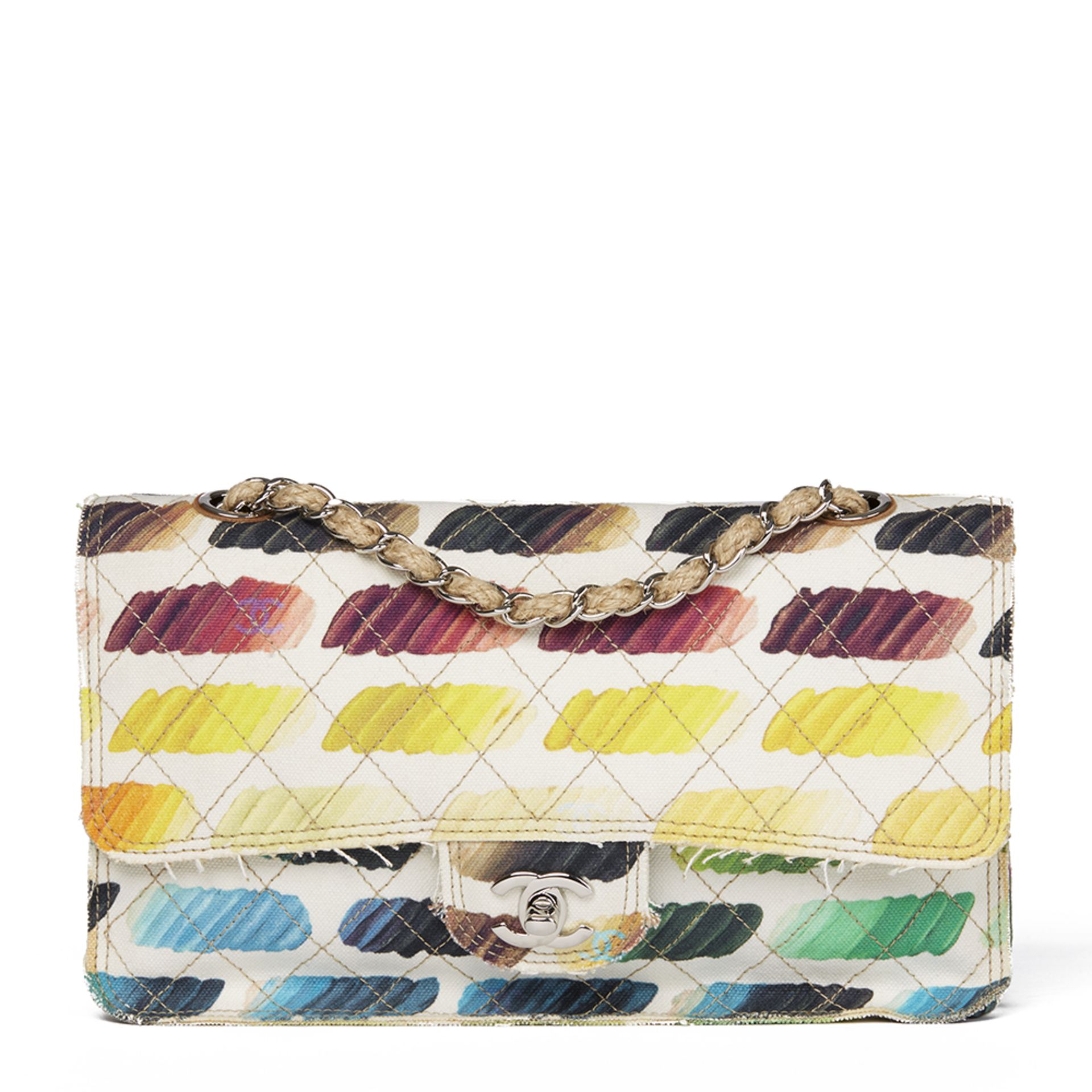 Multicolor Quilted Canvas Watercolour Colorama Flap Bag