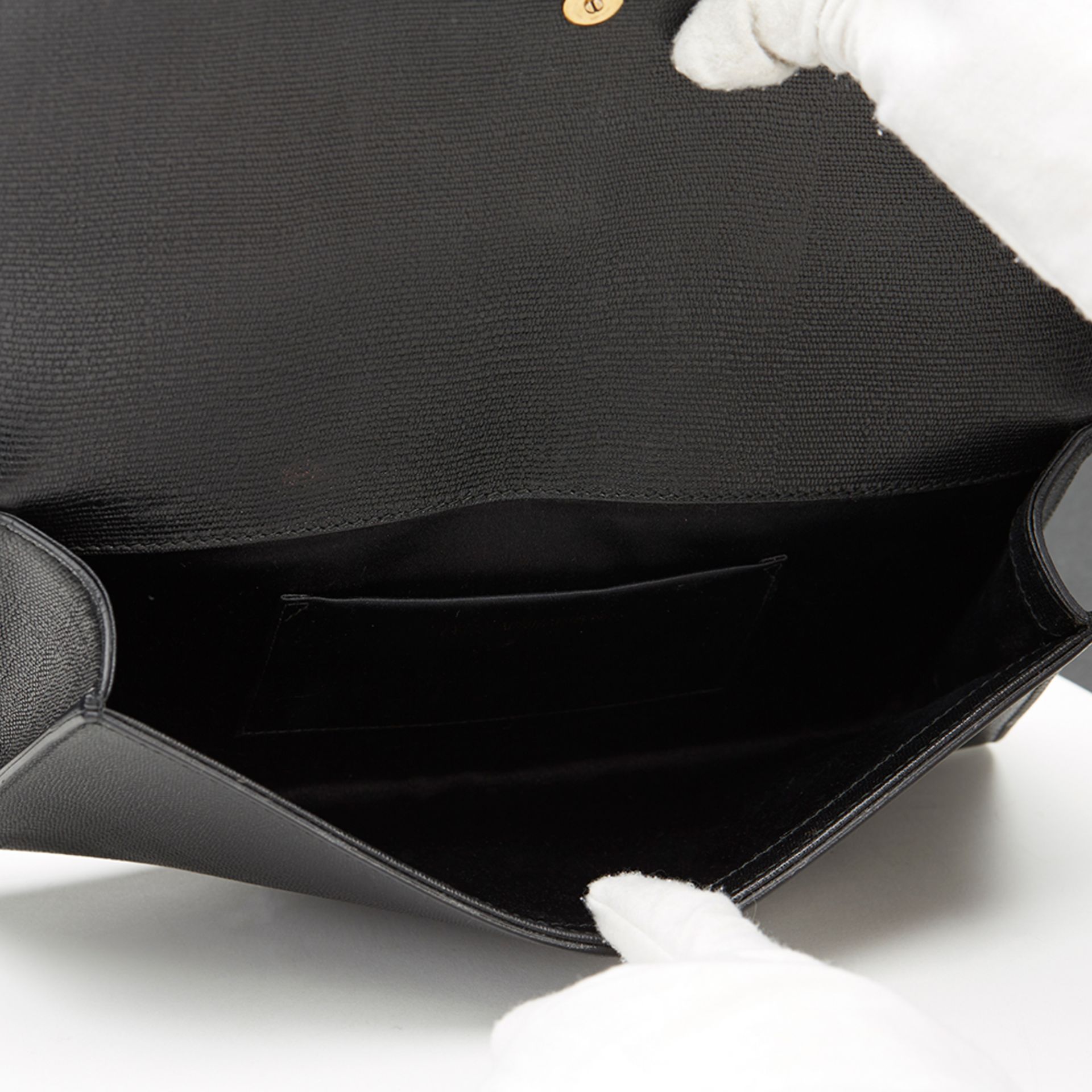 Black Grained Calfskin Classic Y Clutch - Image 9 of 10