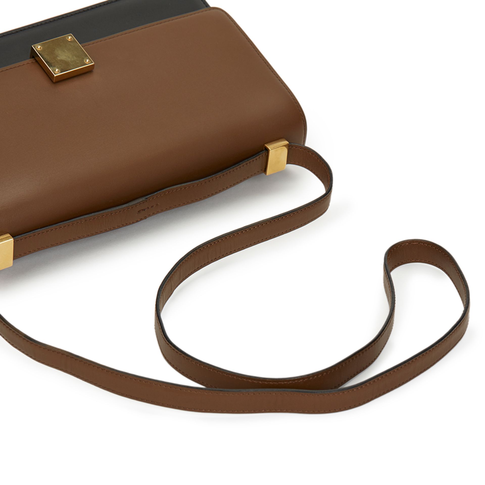 Brown & Black Calfskin Leather Bi-Colour Medium Case Flap Bag - Image 7 of 10