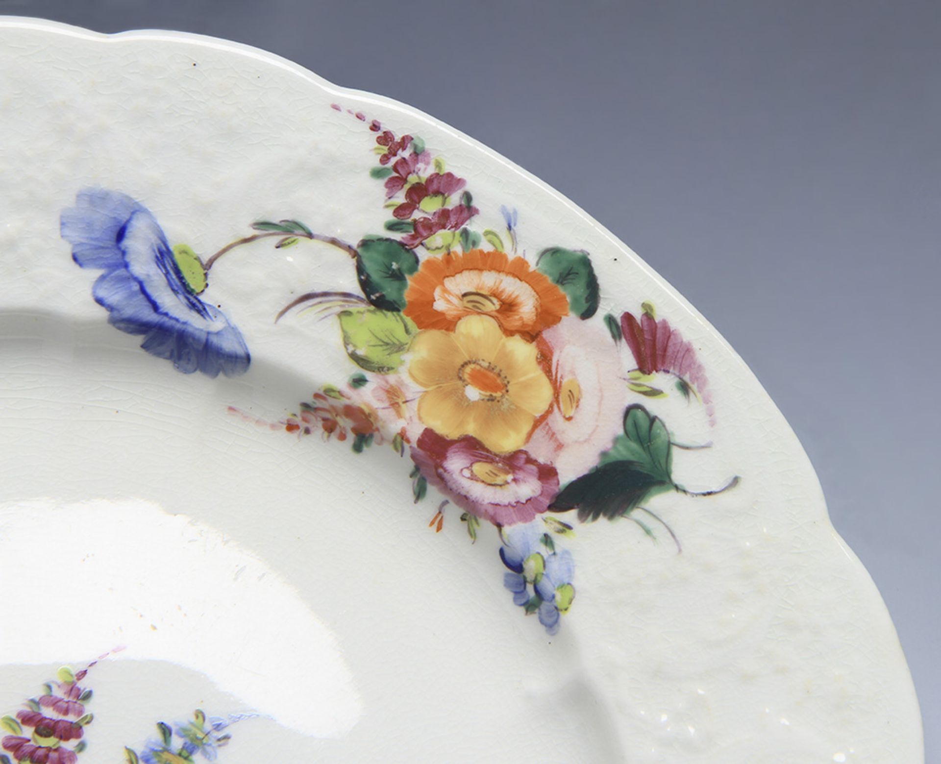 Antique English Welsh Floral Painted Moulded Plate Early 19Th C. - Image 10 of 12