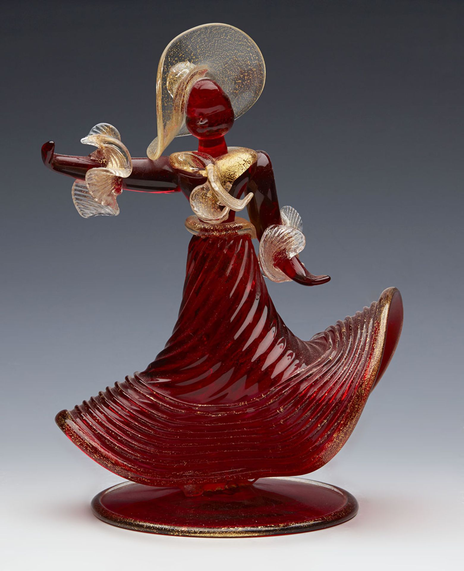 Vintage Italian Murano Art Glass Flamenco Dancer 20Th C.