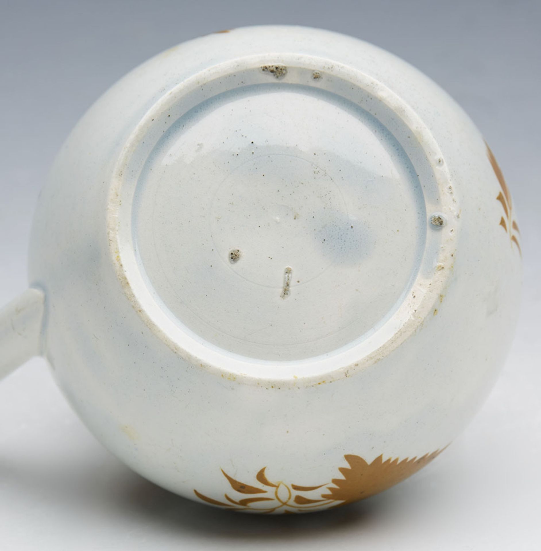 Aantique Pearlware Kettle Shaped Lidedd Miniature Teapot 18/19Th C. - Image 3 of 9