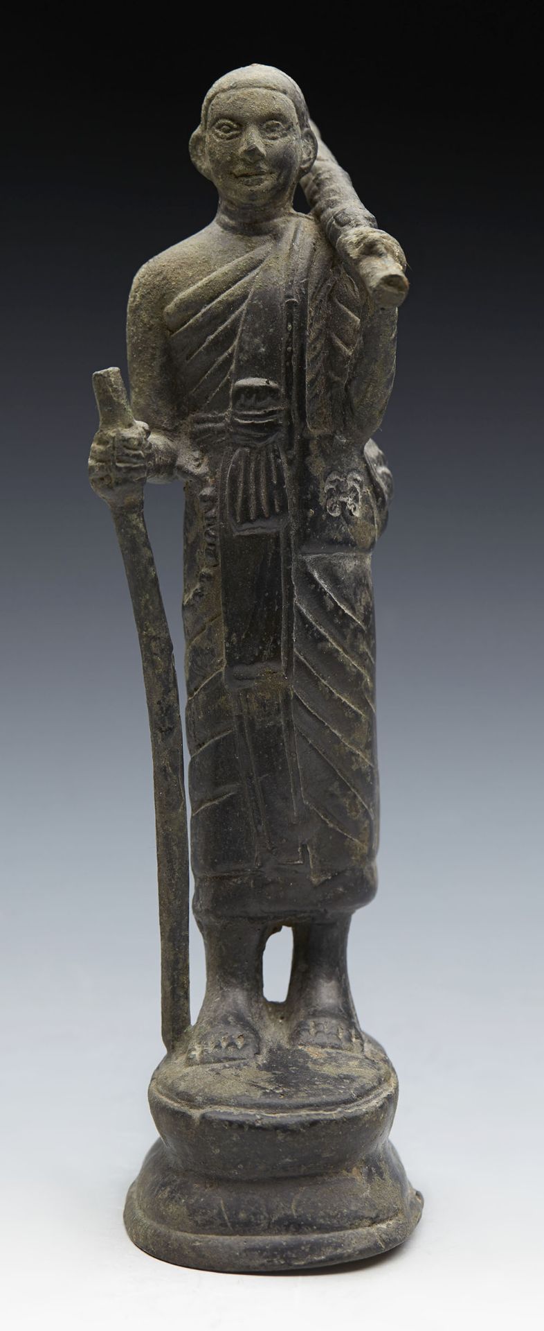Antique Asian Bronzed Metal Monk Figure 18/19Th C.