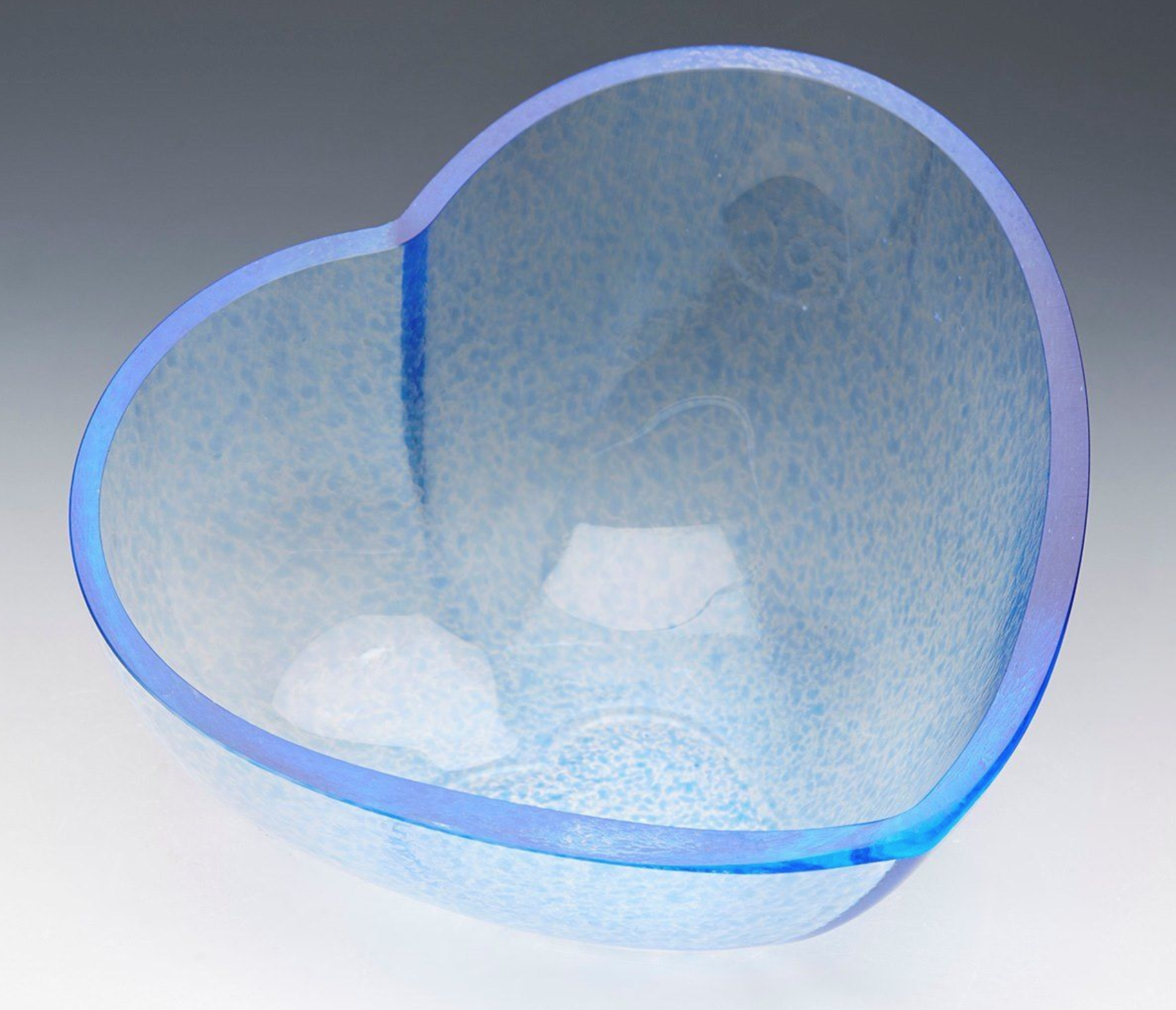 Vintage Kosta Boda Blue Glass Heart Shaped Bowl Signed 20Th C. - Image 2 of 6