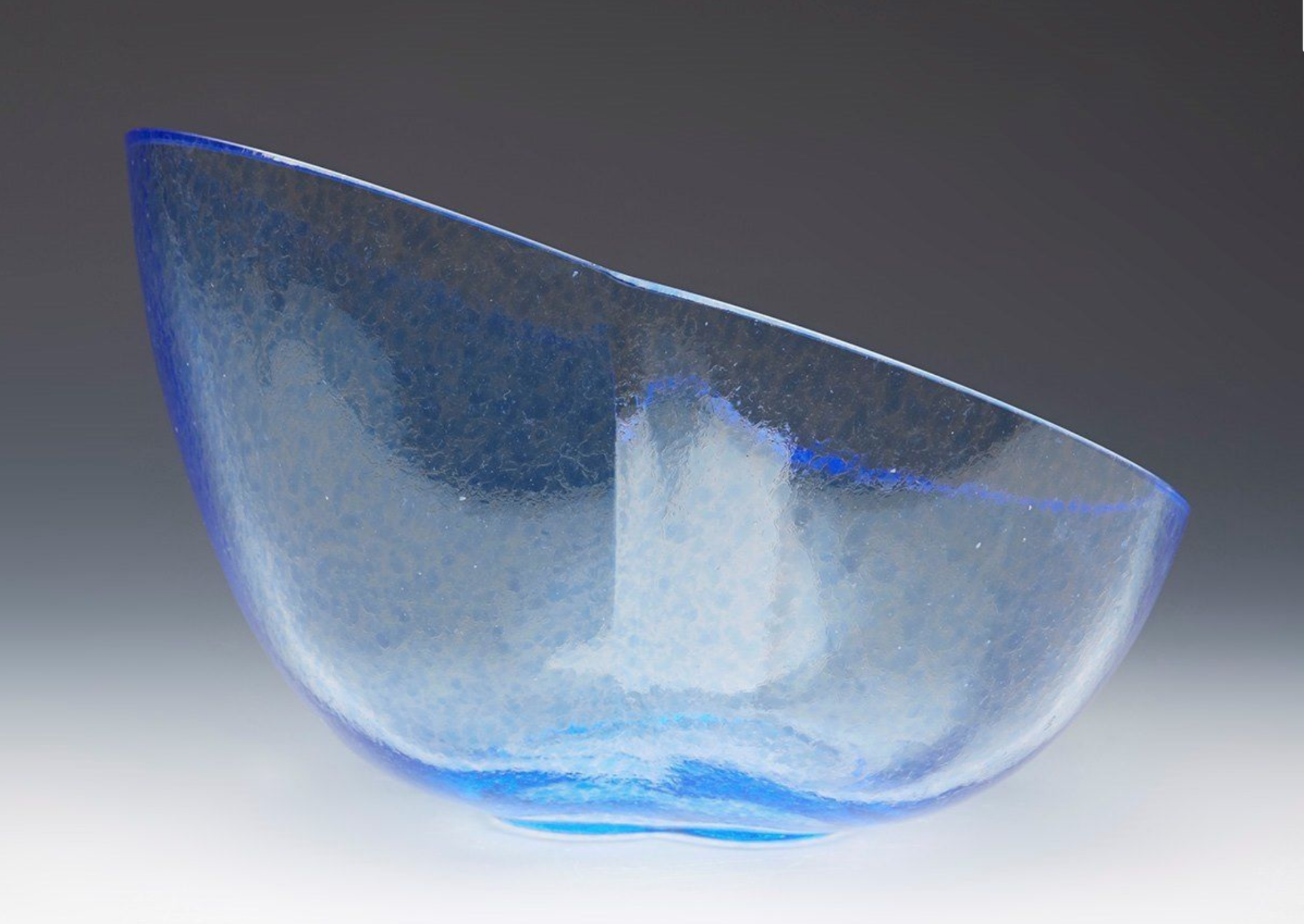 Vintage Kosta Boda Blue Glass Heart Shaped Bowl Signed 20Th C. - Image 6 of 6