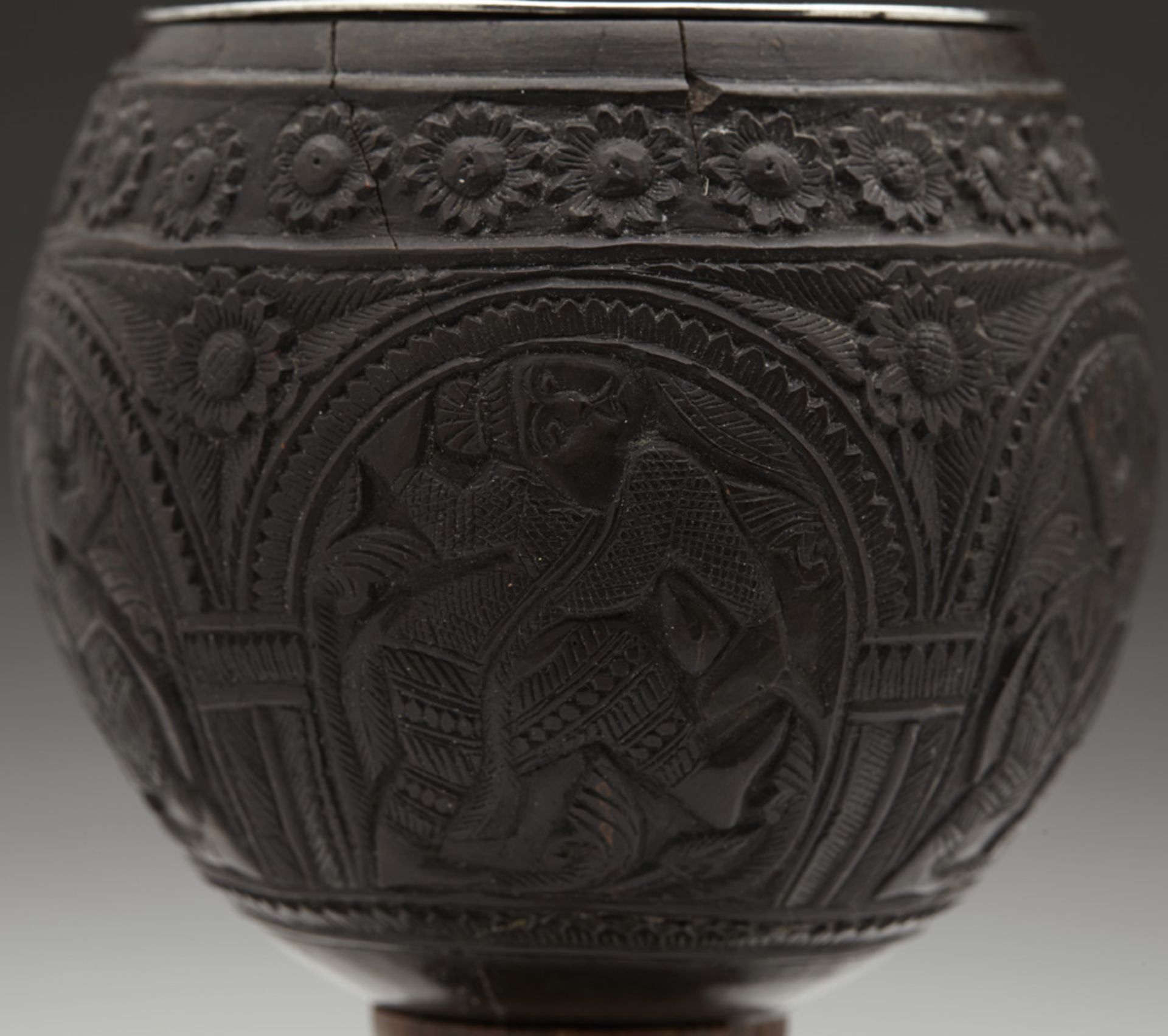 Antique Chinese/Se Asian Carved Lidded Coconut Cup 18/19Th C. - Image 6 of 13