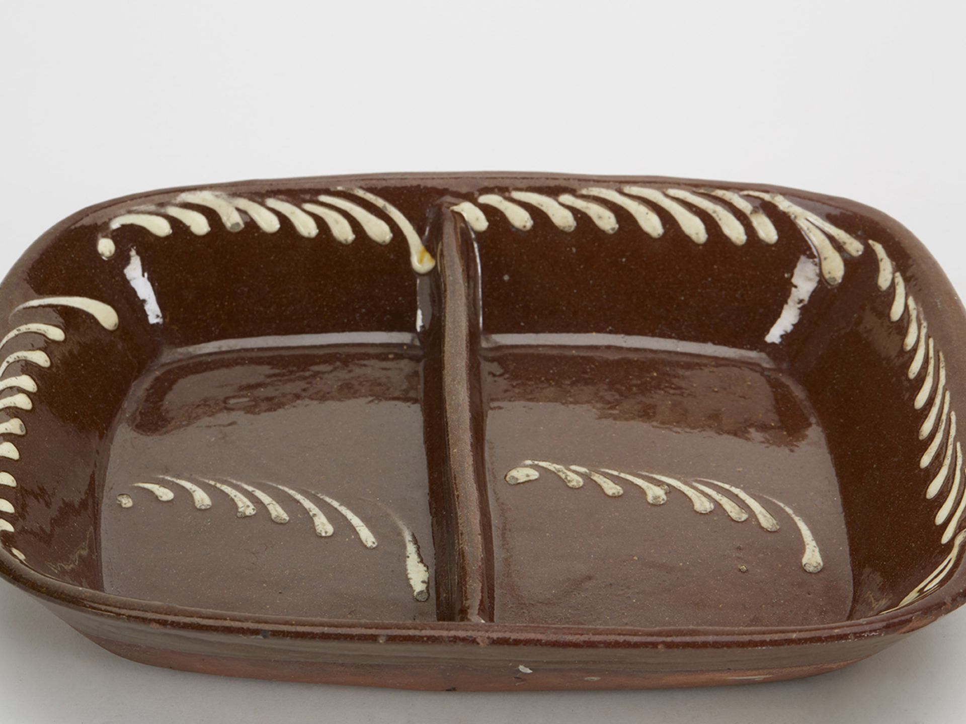 Antique Twin Compartment Slip Ware Dish 19Th C. - Image 3 of 9