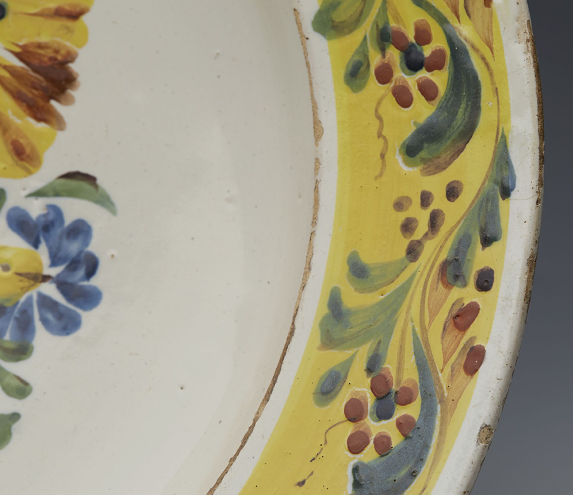Antique Polychrome Floral Painted Faience Dish 18Th C. - Image 4 of 9