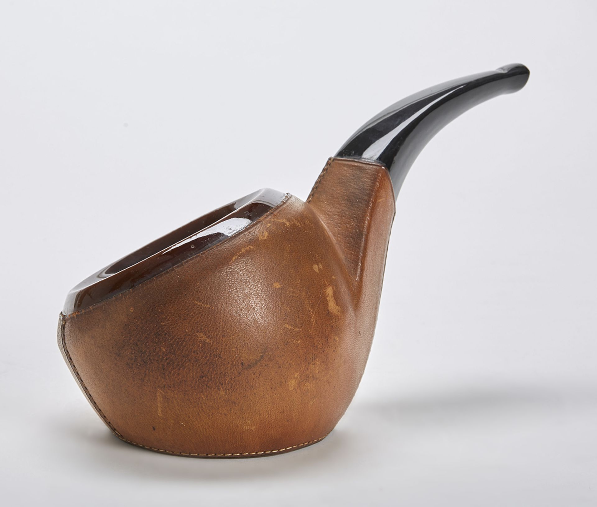 Ceramic & Leather Pipe Container By George Jouve C.1950 - Image 4 of 7