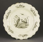 Superb Antique Wedgwood Creamware Plate With Liverpool Exotic Bird Design 18Th C.