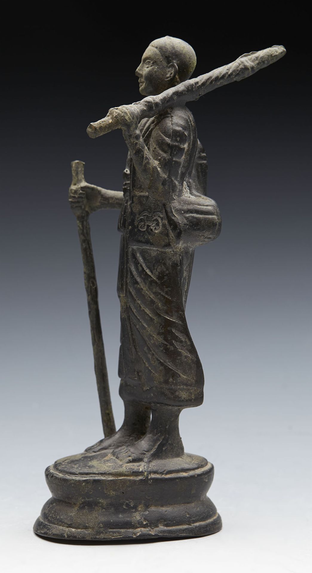 Antique Asian Bronzed Metal Monk Figure 18/19Th C. - Image 4 of 9