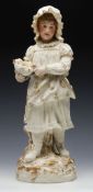 Antique Robinson & Leadbeater Parian Girl Fish Seller Figurine C.1885