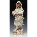 Antique Robinson & Leadbeater Parian Girl Fish Seller Figurine C.1885