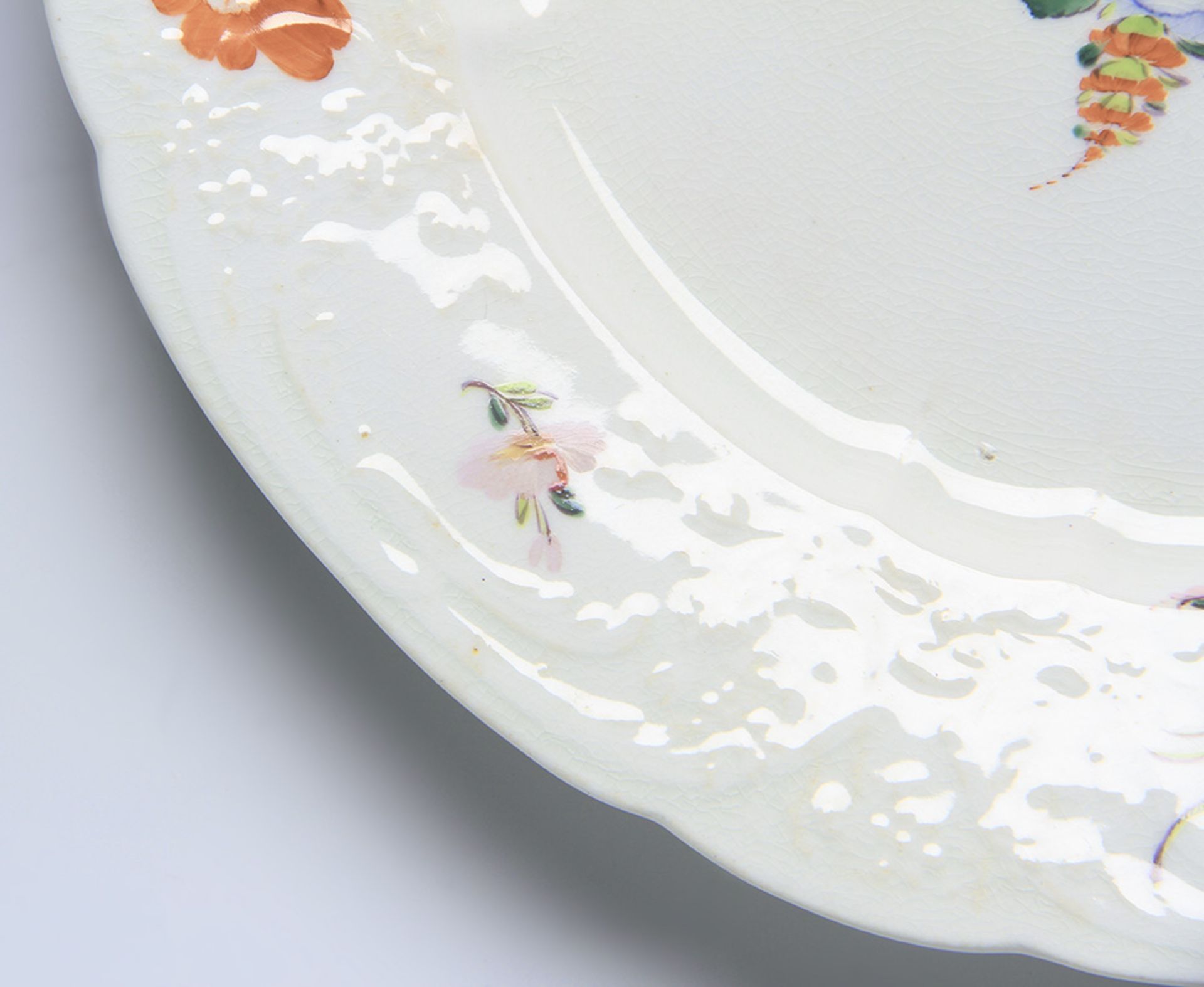 Antique English Welsh Floral Painted Moulded Plate Early 19Th C. - Image 8 of 12