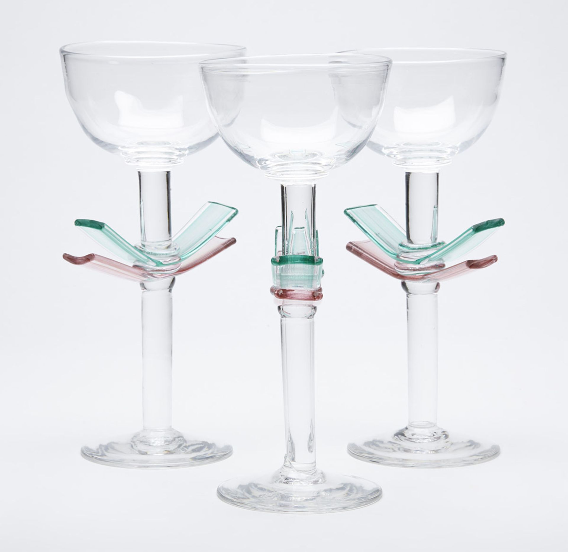 Trio Modern Art Glass Goblets By Annette Meech 1986 - Image 6 of 8