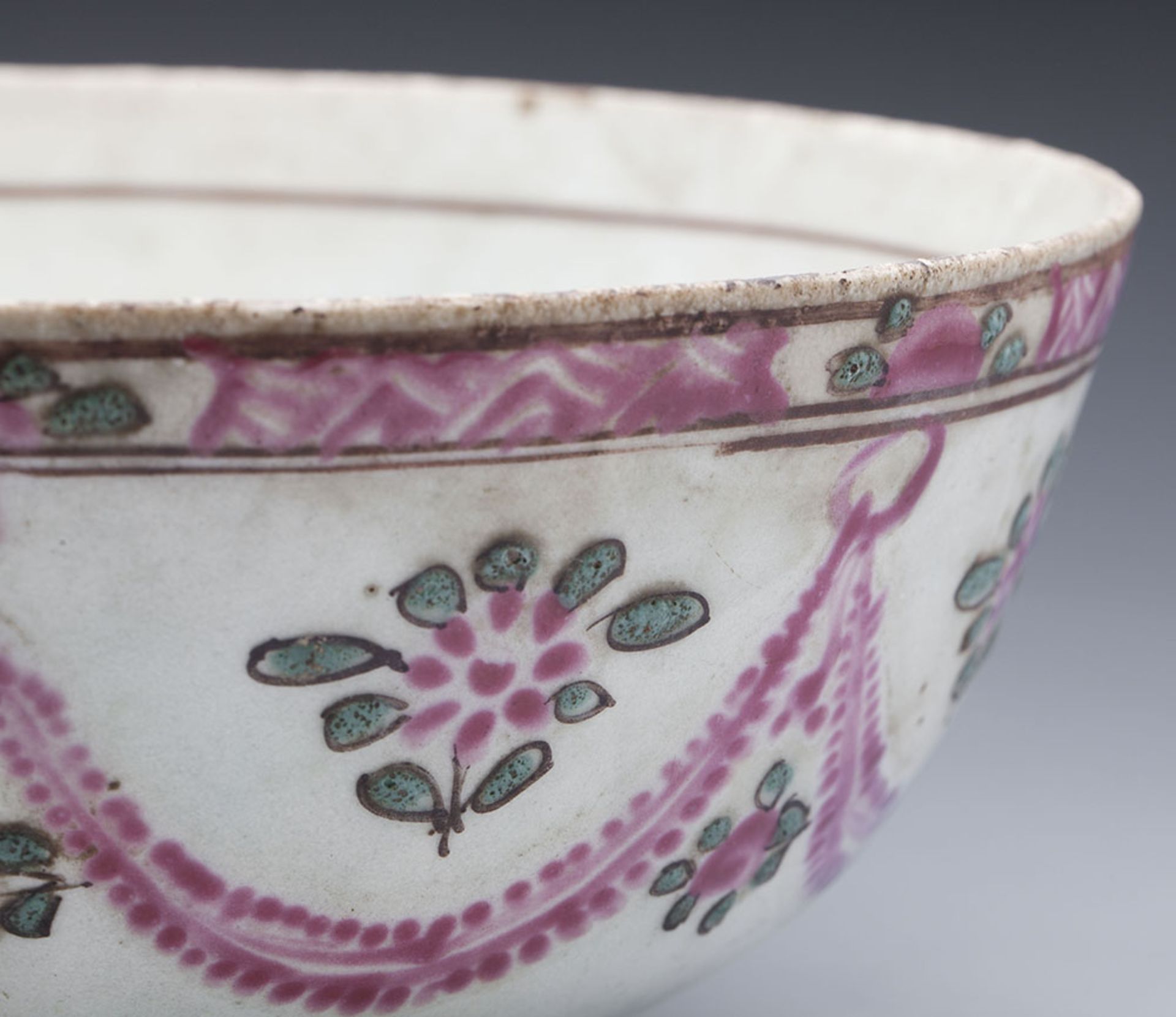 Antique Middle Eastern Bowl With Floral Garlands 17/18Th C. - Image 2 of 9