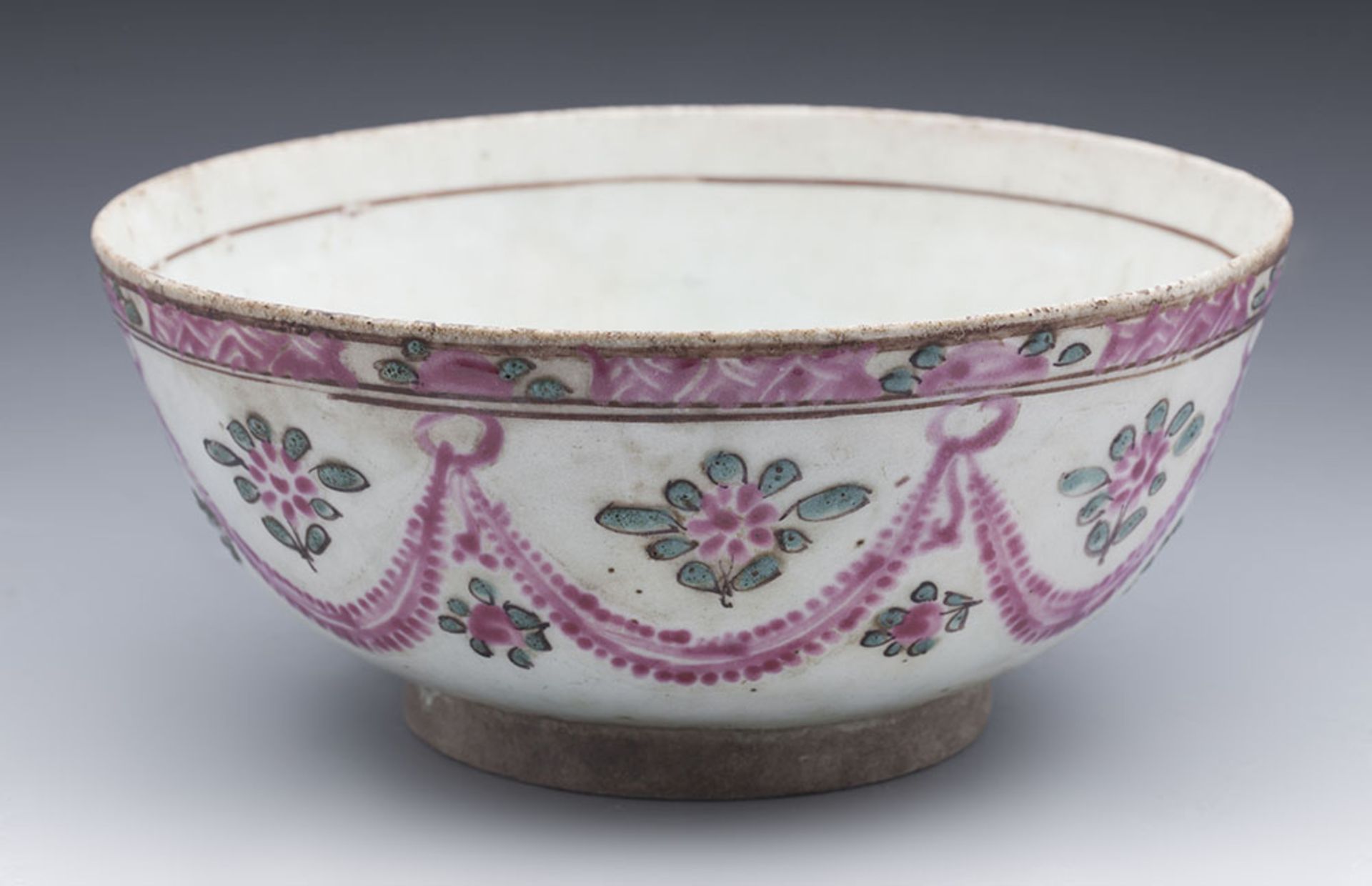 Antique Middle Eastern Bowl With Floral Garlands 17/18Th C. - Image 9 of 9