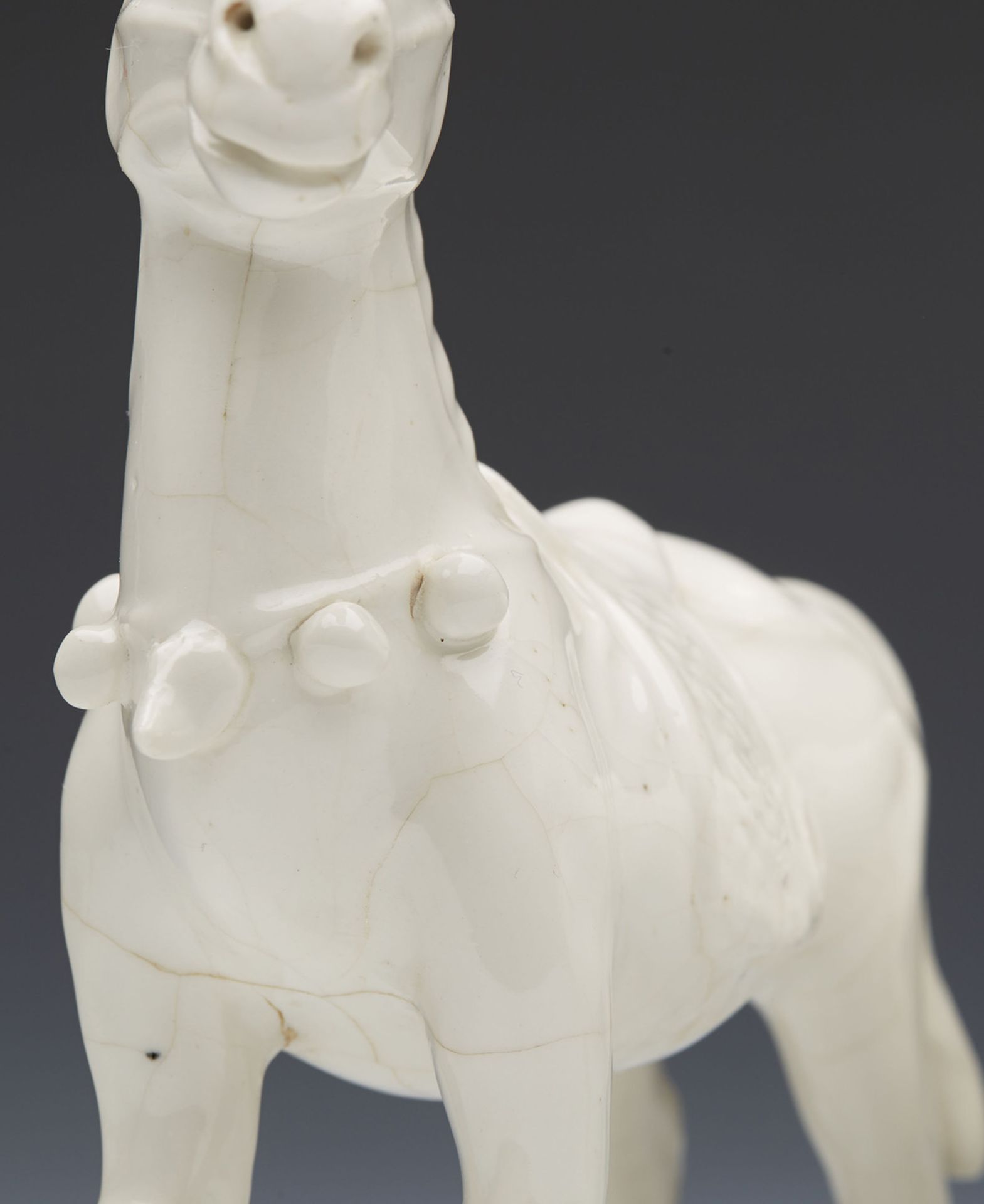 Pair Antique Chinese Blanc De Chine Horse Figures 19/20Th C. - Image 4 of 7