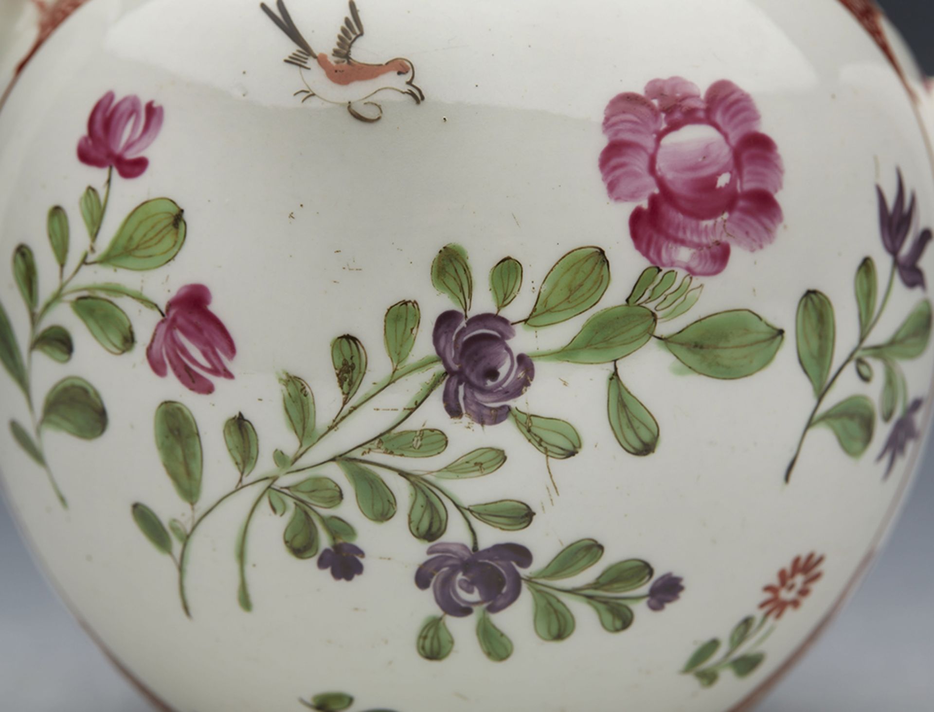 Antique Worcester Globular Lidded Teapot C.1770 - Image 8 of 10