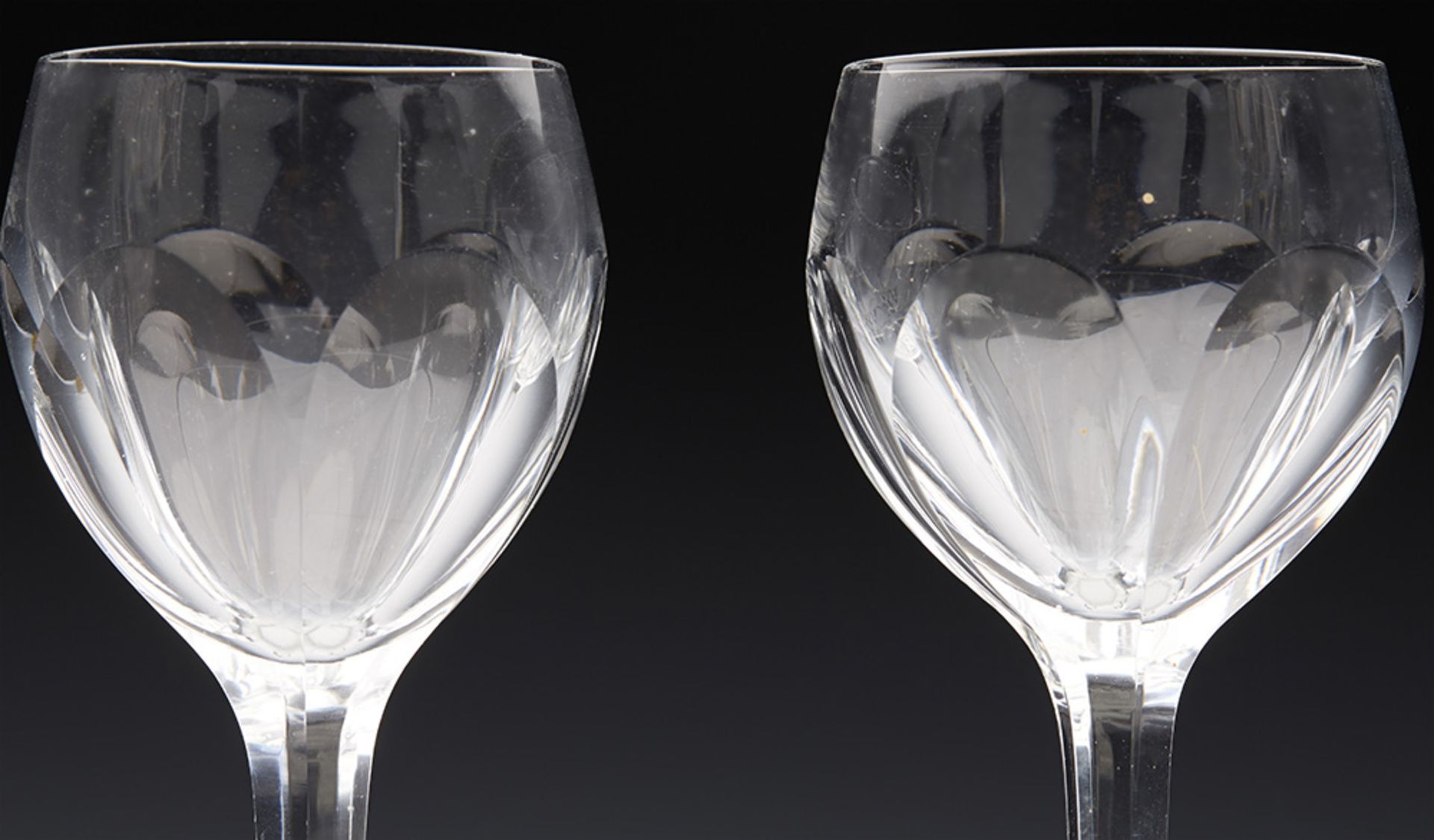 Pair Vintage Moser Cut Crystal Hock Glasses 20Th C. - Image 2 of 7