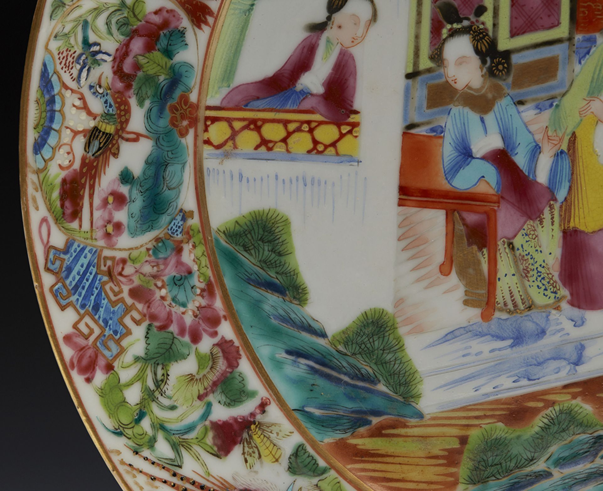 Antique Chinese Qing Famille Rose Figural Plate 19Th C. - Image 6 of 7