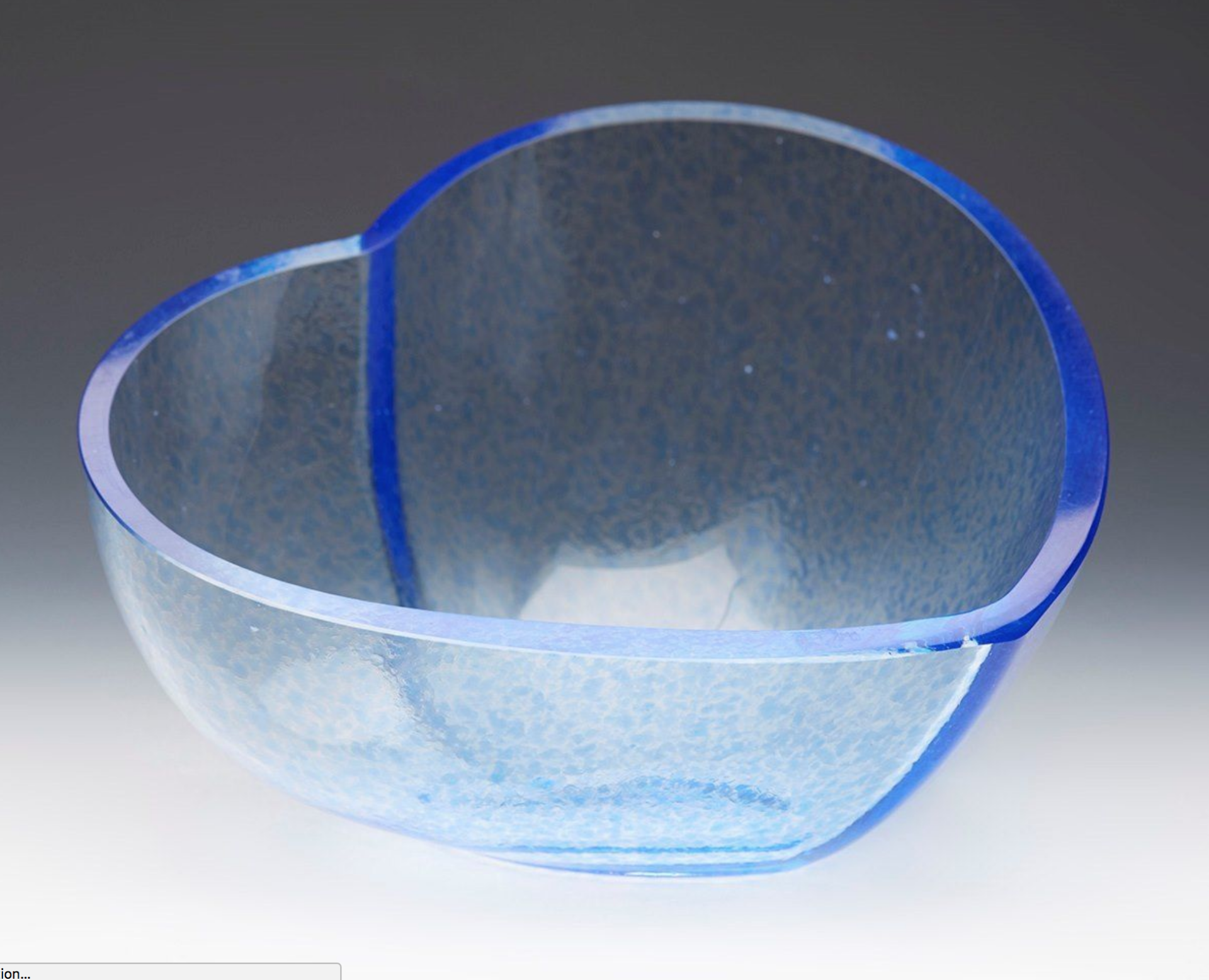 Vintage Kosta Boda Blue Glass Heart Shaped Bowl Signed 20Th C.