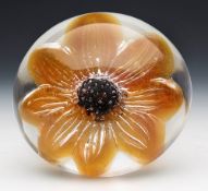 Vintage Stylish French Daum Floral Glass Paperweight 20Th C.