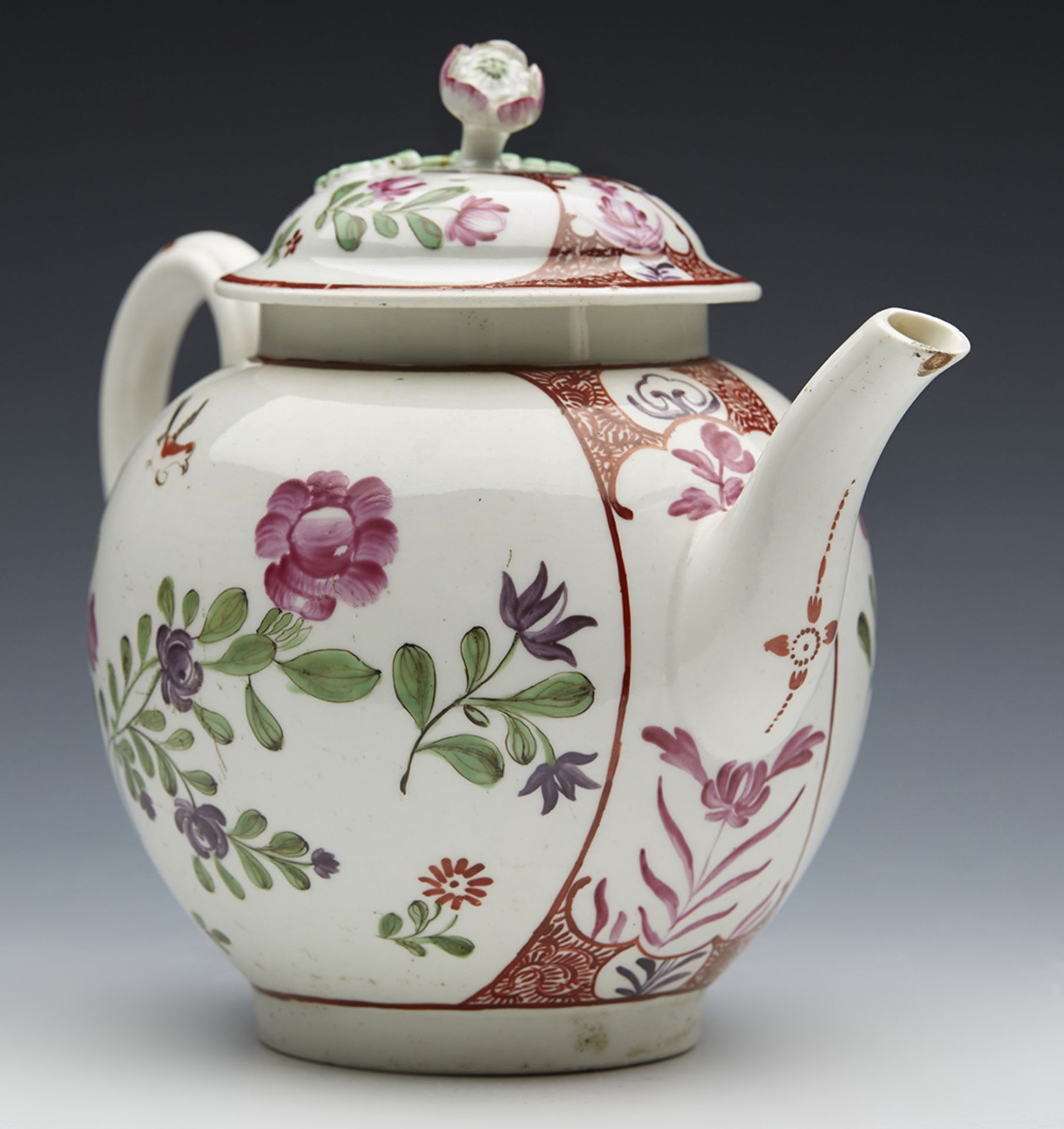 Antique Worcester Globular Lidded Teapot C.1770 - Image 10 of 10