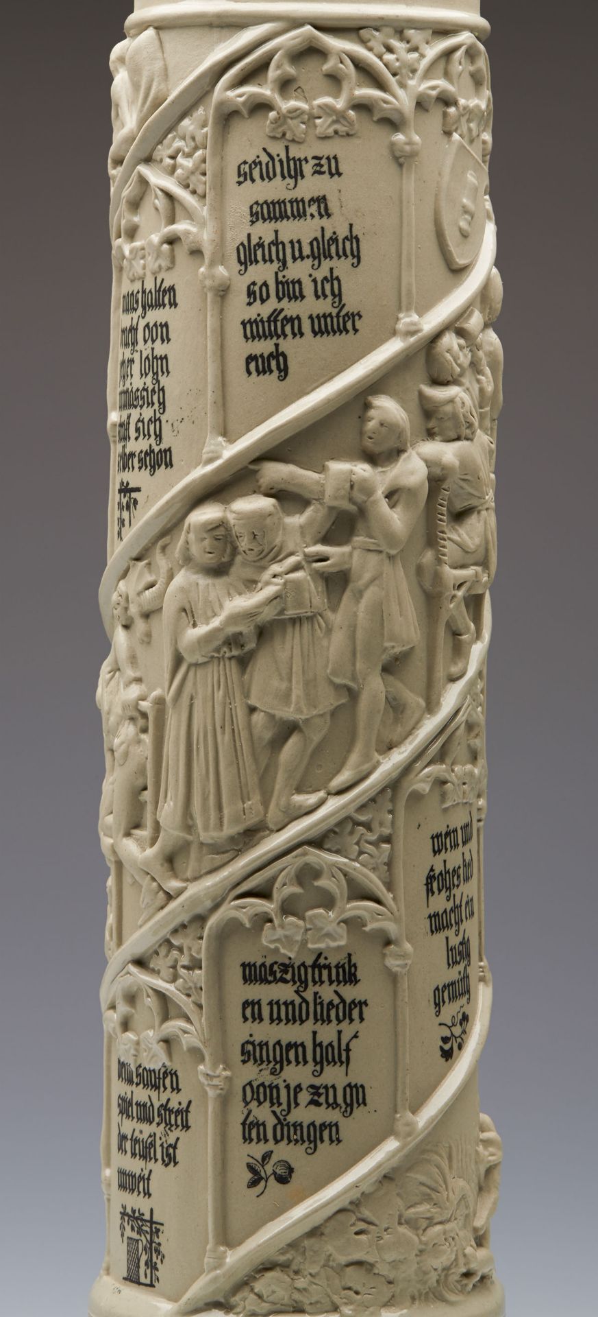 Antique Villeroy & Boch Mettlach Figural Vase With Prose 1852-73 - Image 7 of 10