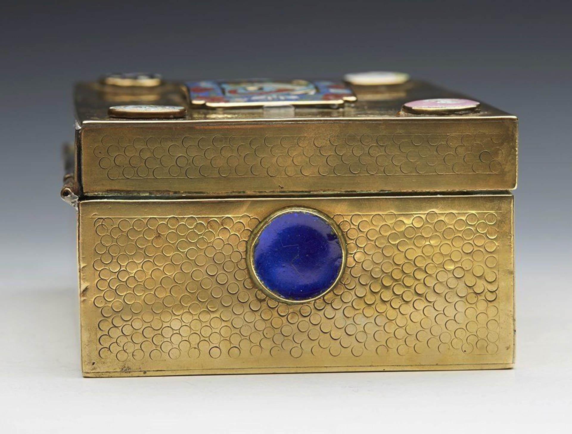 Antique/Vintage Chinese Cloisonne Mounted Brass Box Early 20Th C. - Image 3 of 12