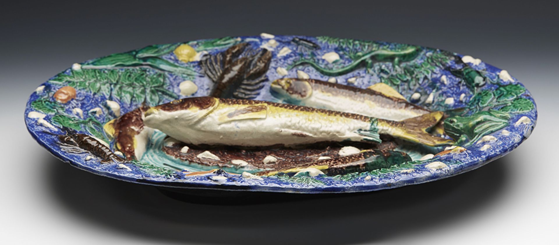 Antique French Palissy Shallow Dish With Fish By Francois Maurice C.1875-1885 - Image 10 of 10