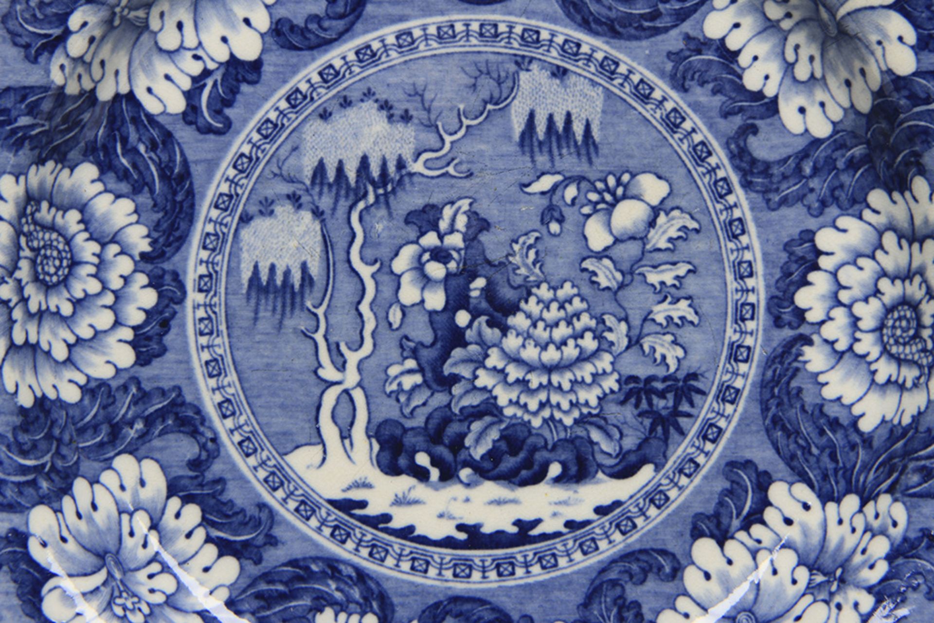 Antique Staffordshire Floral Scene Blue & White Plate C.1820 - Image 5 of 10