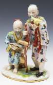 Antique Continental Porcelain Figure Of Two Chinese Elders 19Th C