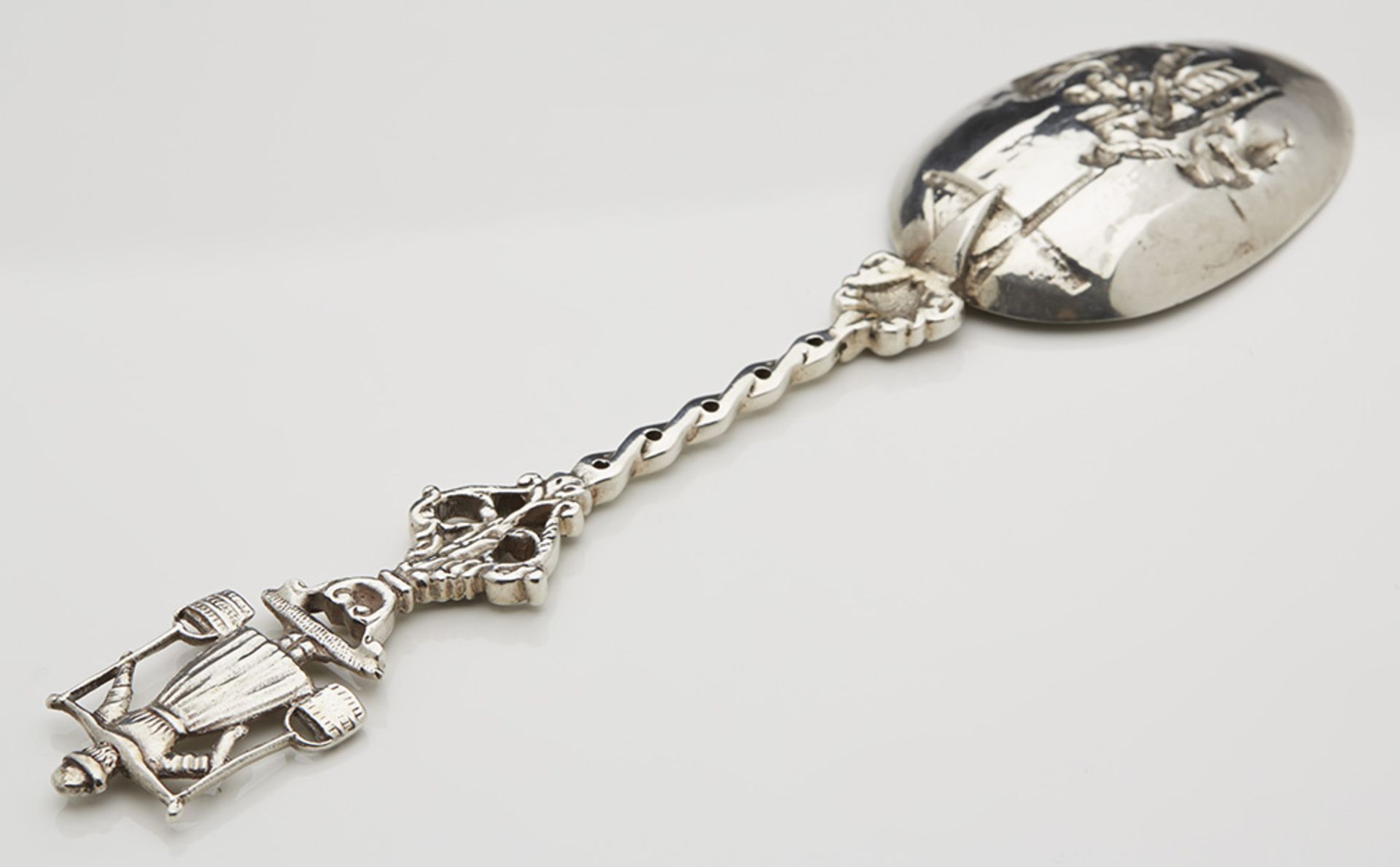 Fine Antique Dutch Silver Happy Farmers Presentation Spoon With Figural Bowl 19Th C. - Image 7 of 7