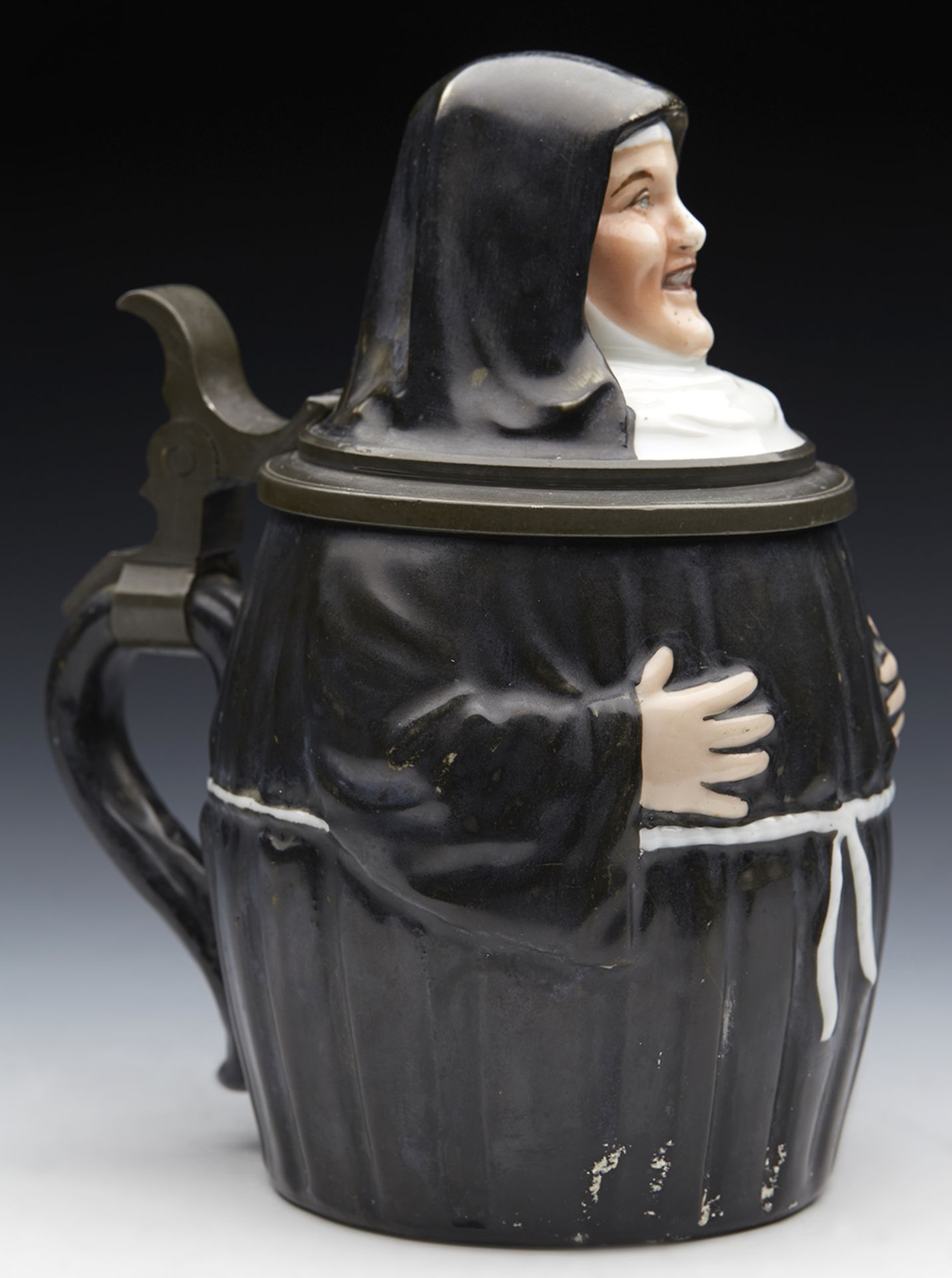 Antique German Nun Character Beer Stein With Ltihopane Base 19Th C. - Image 7 of 12