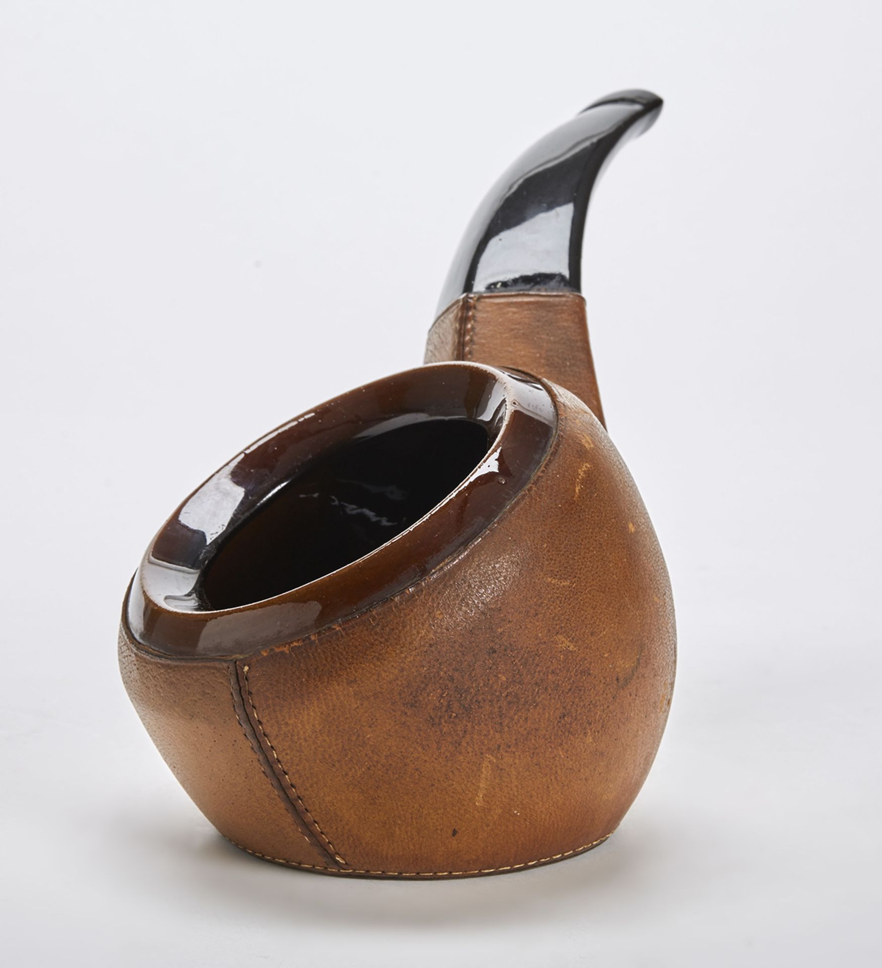Ceramic & Leather Pipe Container By George Jouve C.1950 - Image 3 of 7