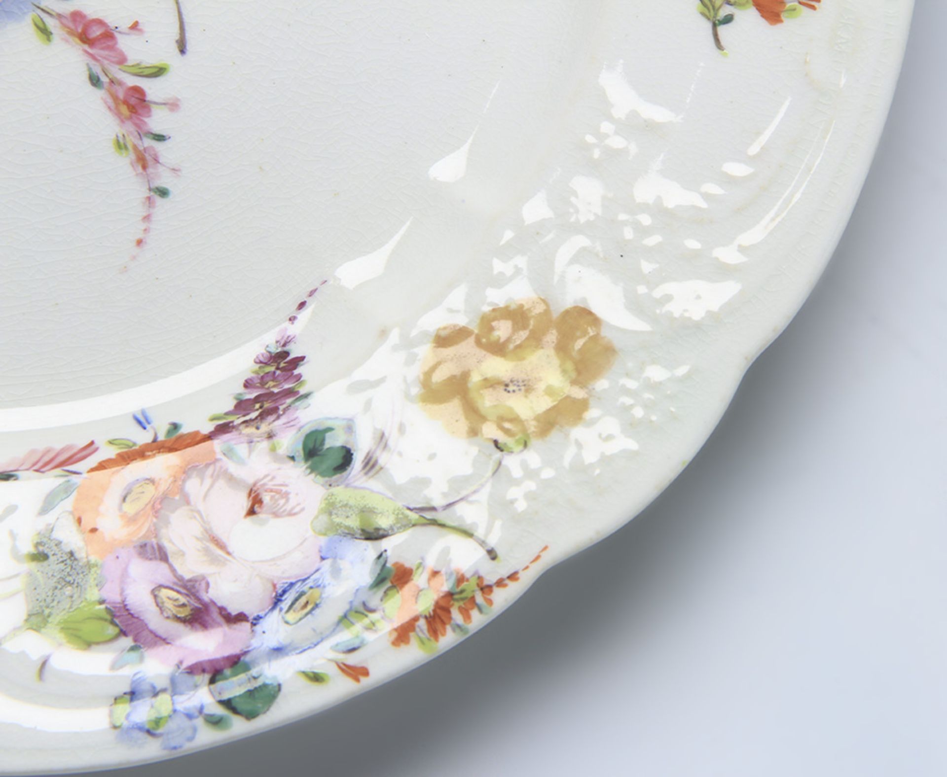 Antique English Welsh Floral Painted Moulded Plate Early 19Th C. - Image 3 of 12