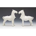 Pair Antique Chinese Blanc De Chine Horse Figures 19/20Th C.